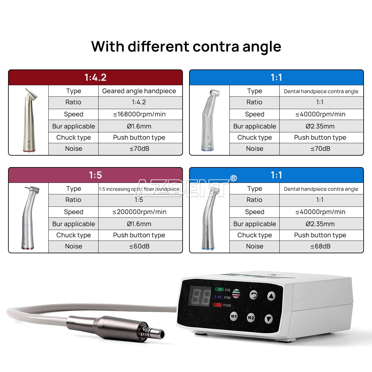 Dental Electric LED Brushless Micro Motor/1:5 1:1 Increasing Fiber Handpiece