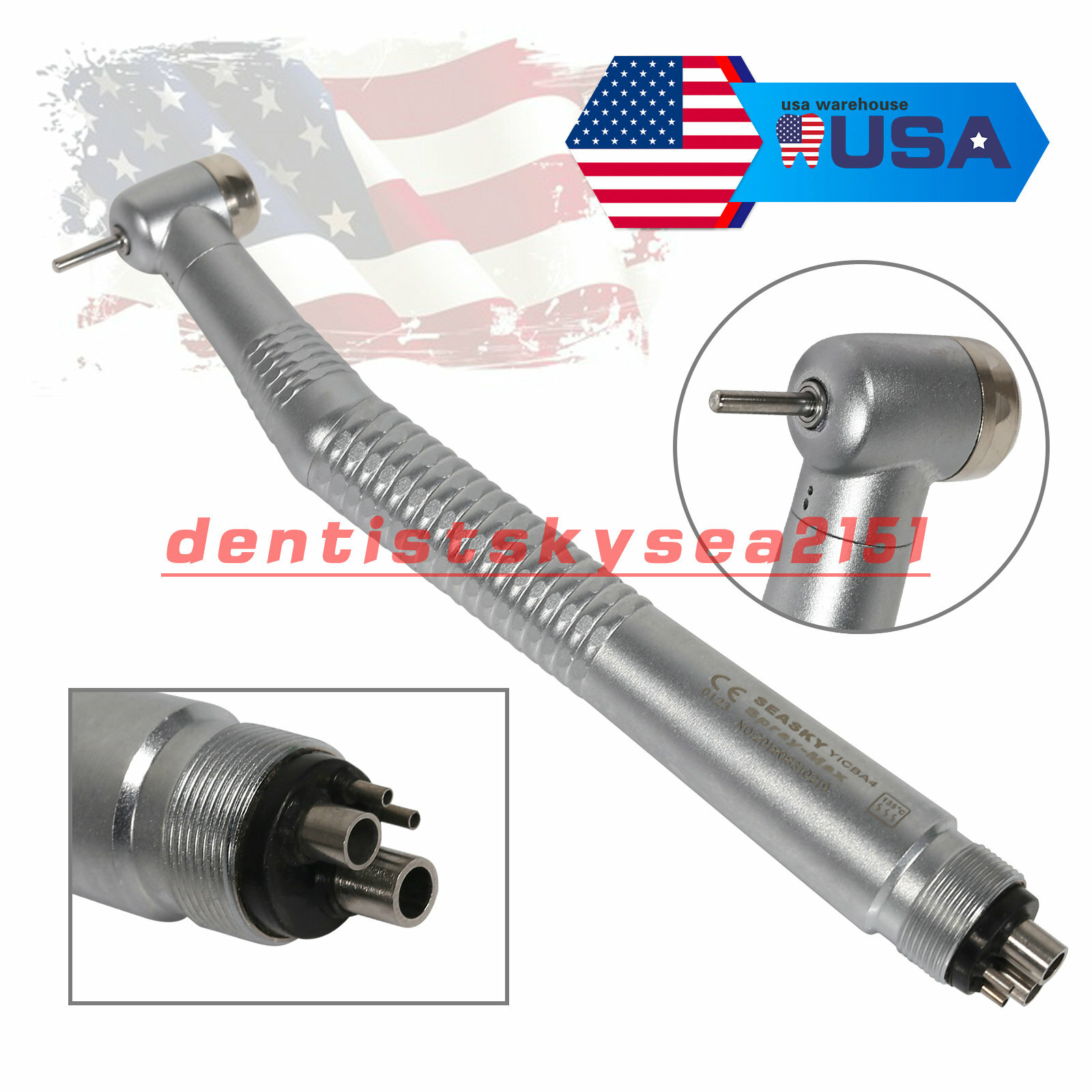 NSK Style Dentist High Speed Handpiece Air Turbine Push Button 4H SEASKY-Y1BA