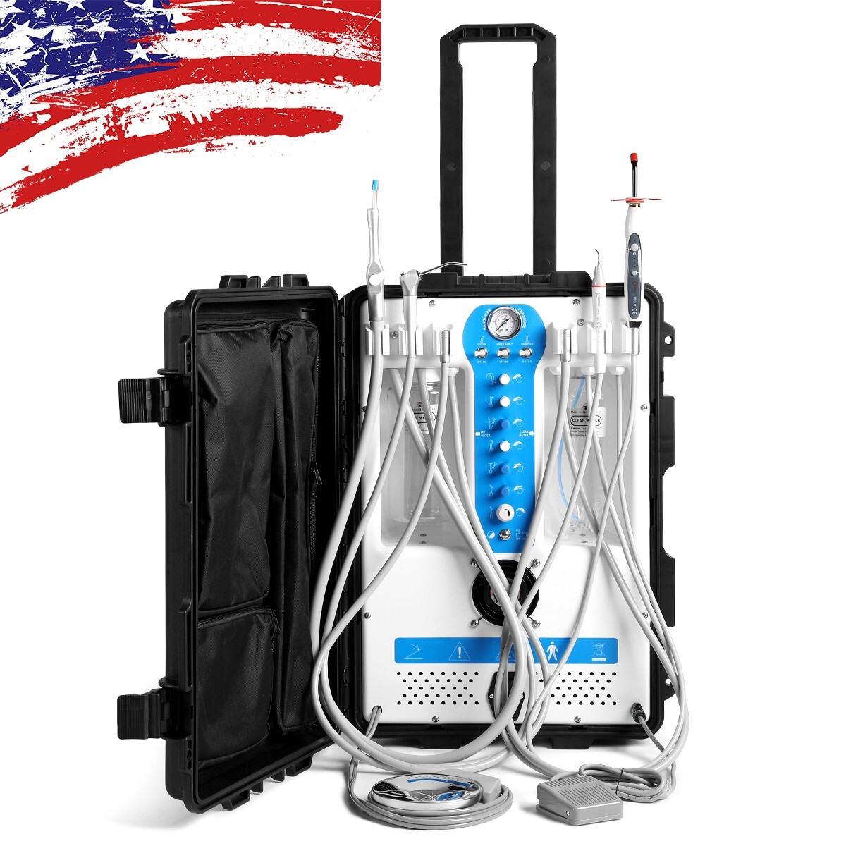 Portable Dental Chair Delivery Unit 600W Oil-Free Compressor 3-Way Syringe P206S