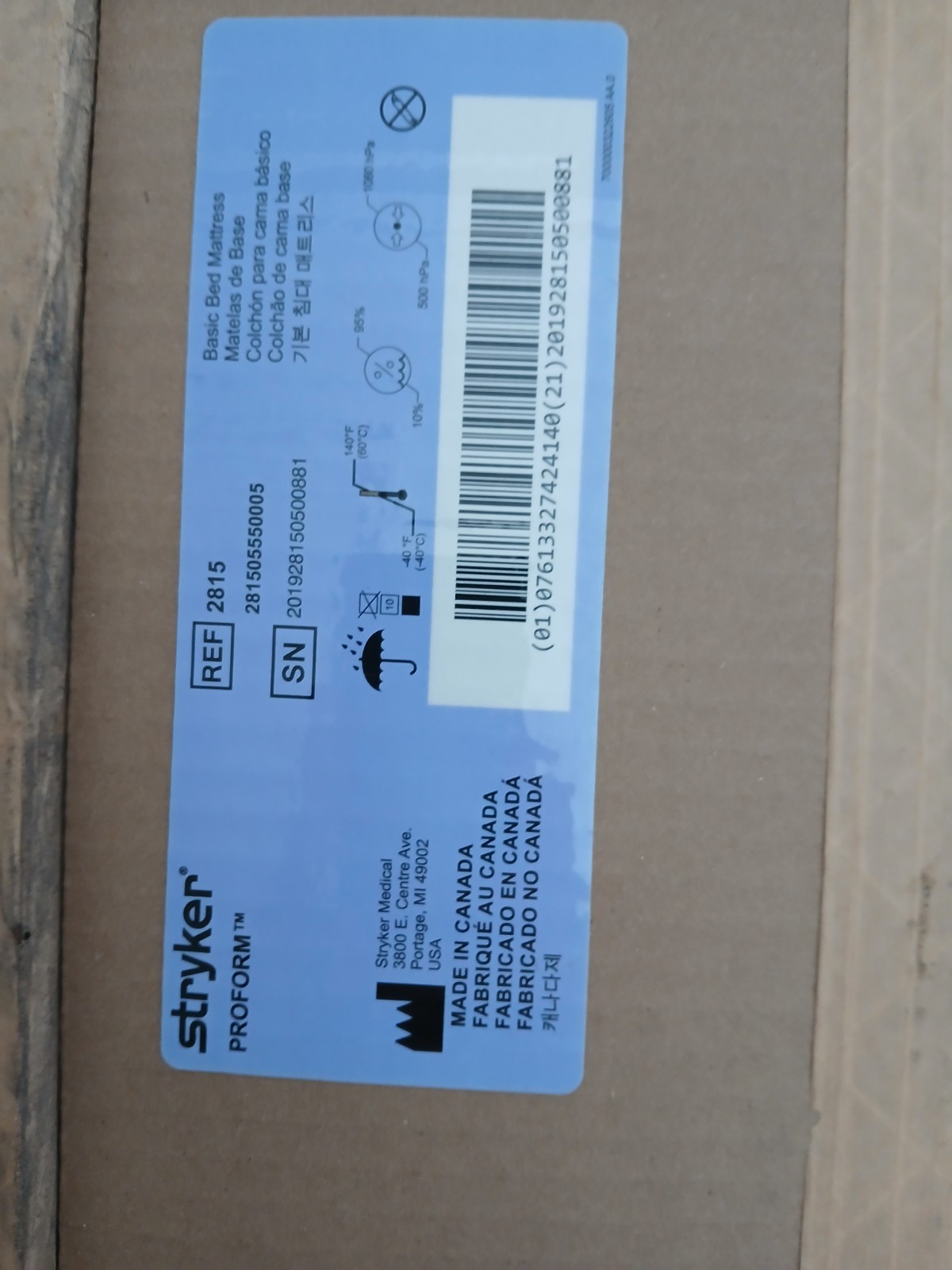 Stryker ProForm 2815 84x35x6 Non-Powered Therapeutic Surface Mattress