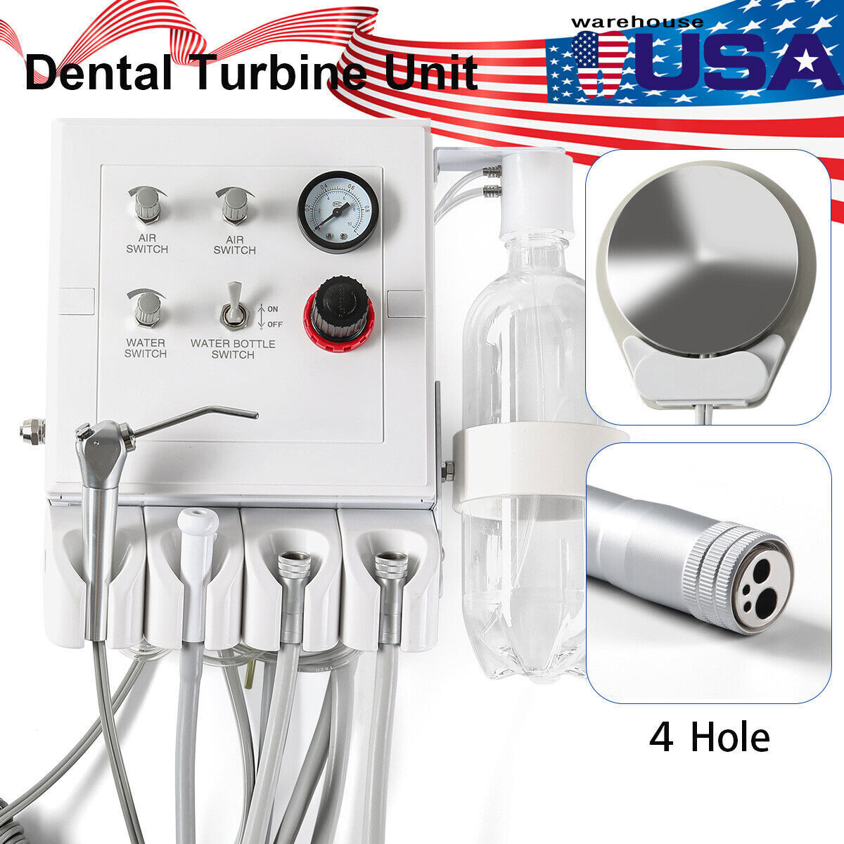Portable Dental Delivery Unit Mobile Cart Compressor Suction Curing Light Scaler