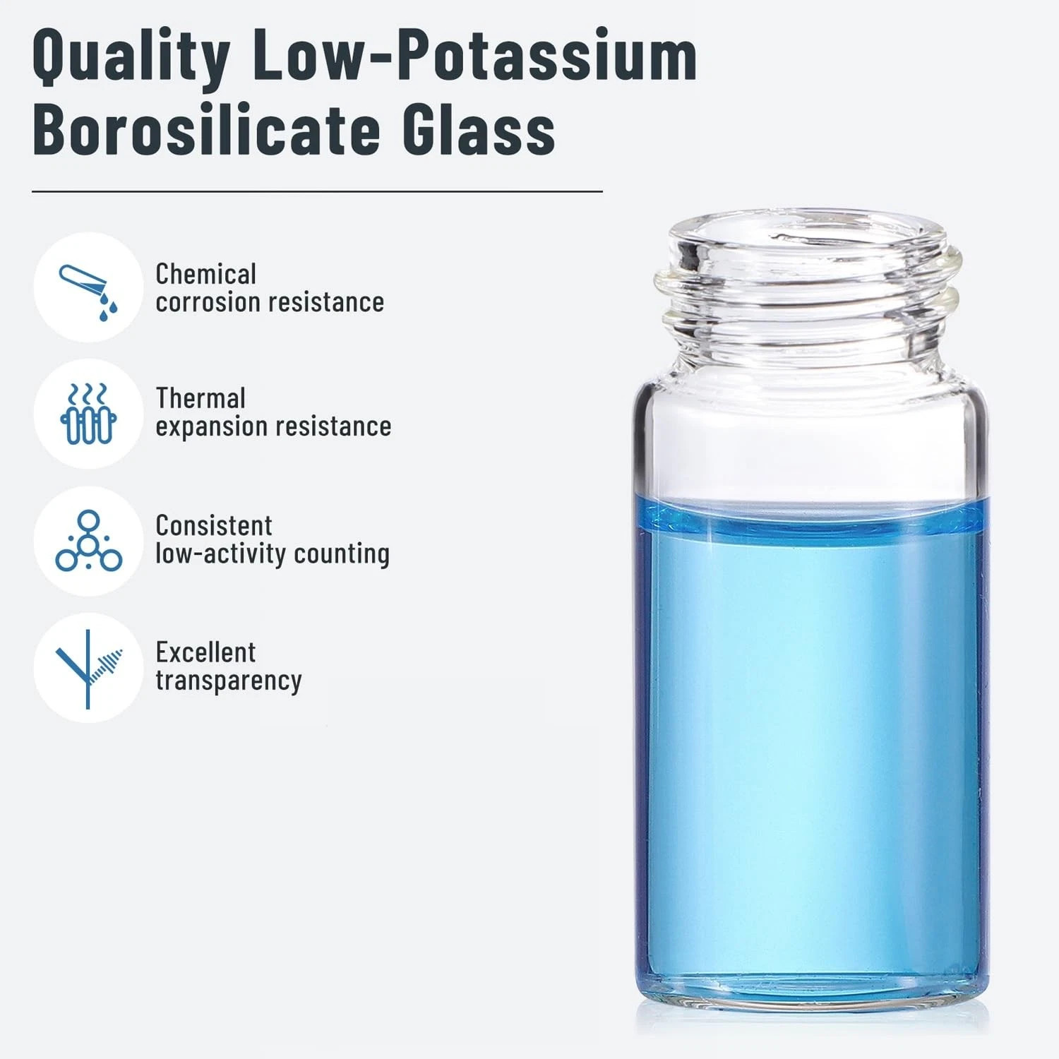 500PCS 20ml Disposable Scintillation Glass Vials Sealed W/lids