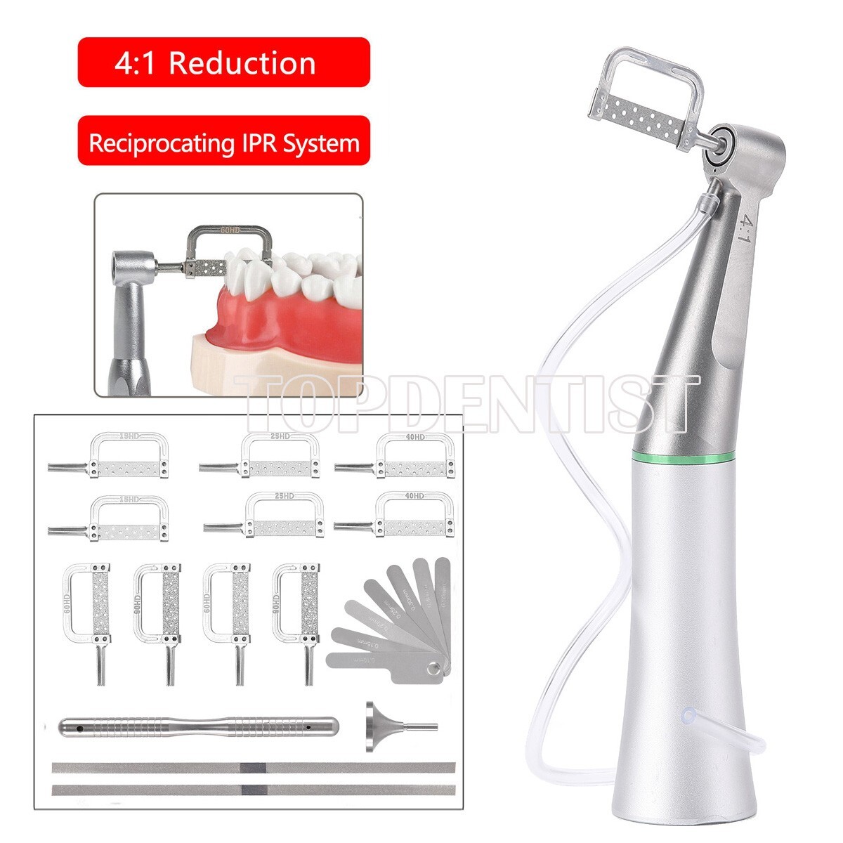 Dental 4:1 Reduction IPR Interproximal Stripping Handpiece Sets Contra Angle Kit