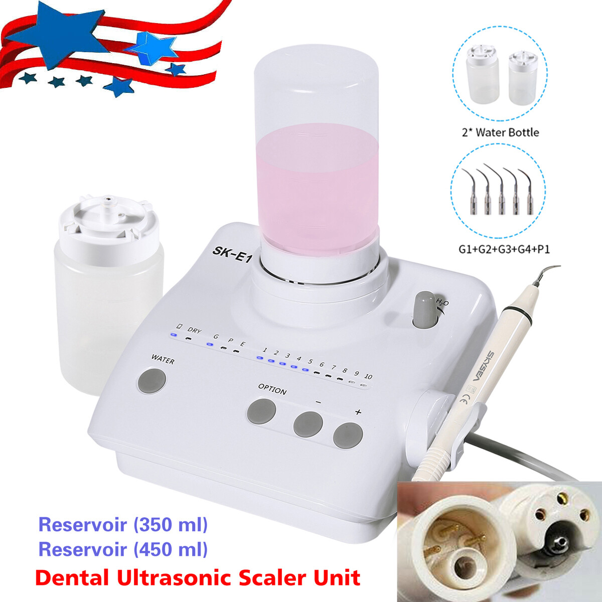 Dental Portable Ultrasonic Piezo Scaler auto water supply fit EMS & Handpiece