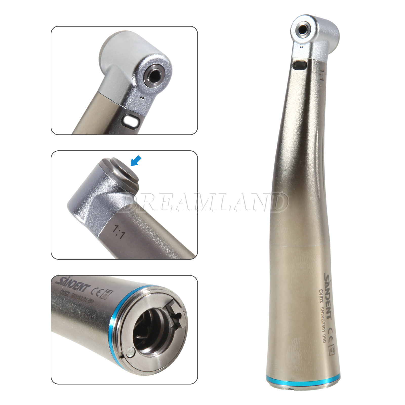 Dental LED 1:1 Contra Angle Angulo Inner Spray Contrangulo Turbina handpiece