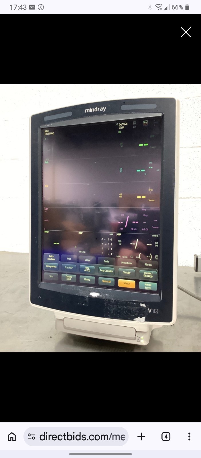 Mindray V12 Monitor (Power On)