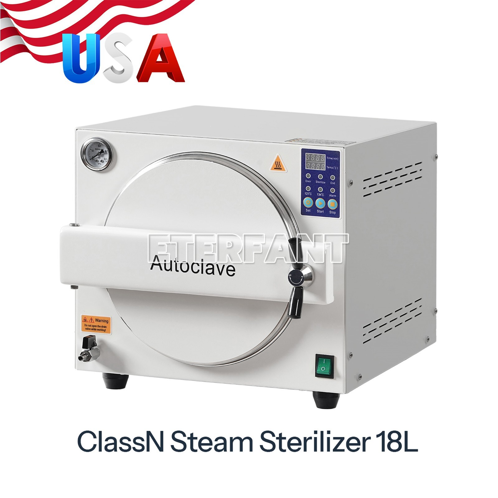 ETERFANT Dental Autoclave Steam Sterilizer Medical Sterilization 18L