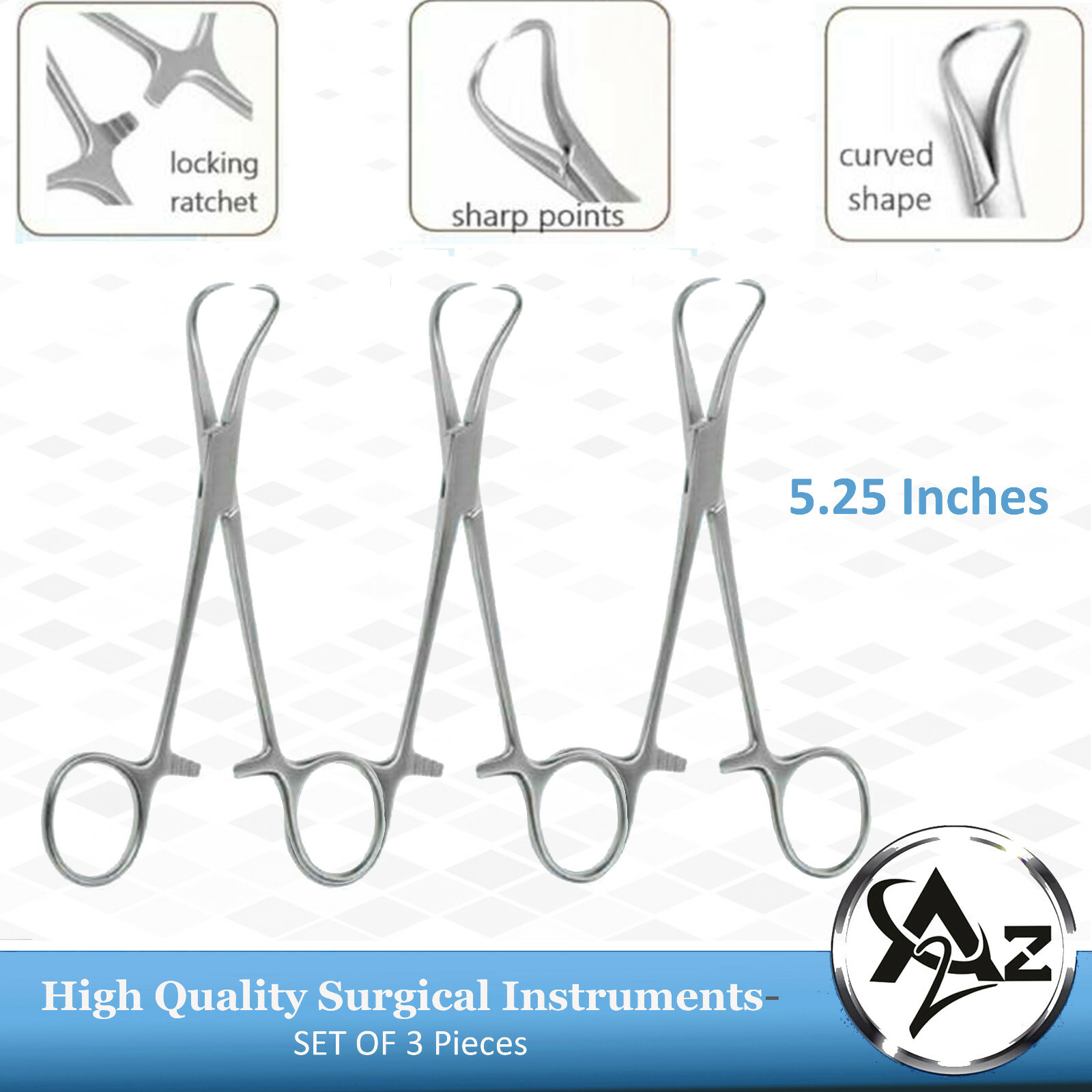 3 Pcs Backhaus Towel Clamp forceps 5.25″ Surgical Medical O.R Grade Instruments