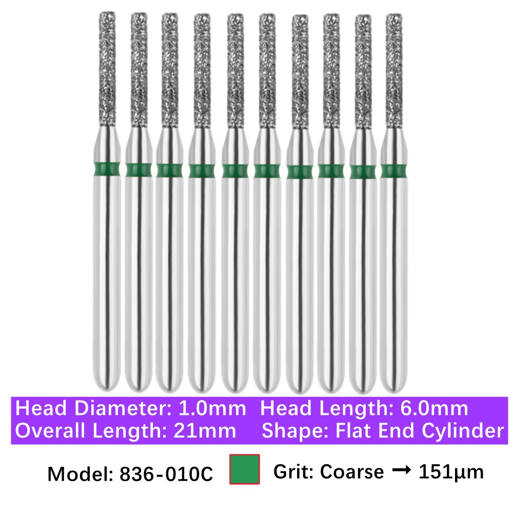 Vakker Dental Flat End Cylinder FG Diamond Bur 836-010C Coarse 10/pk