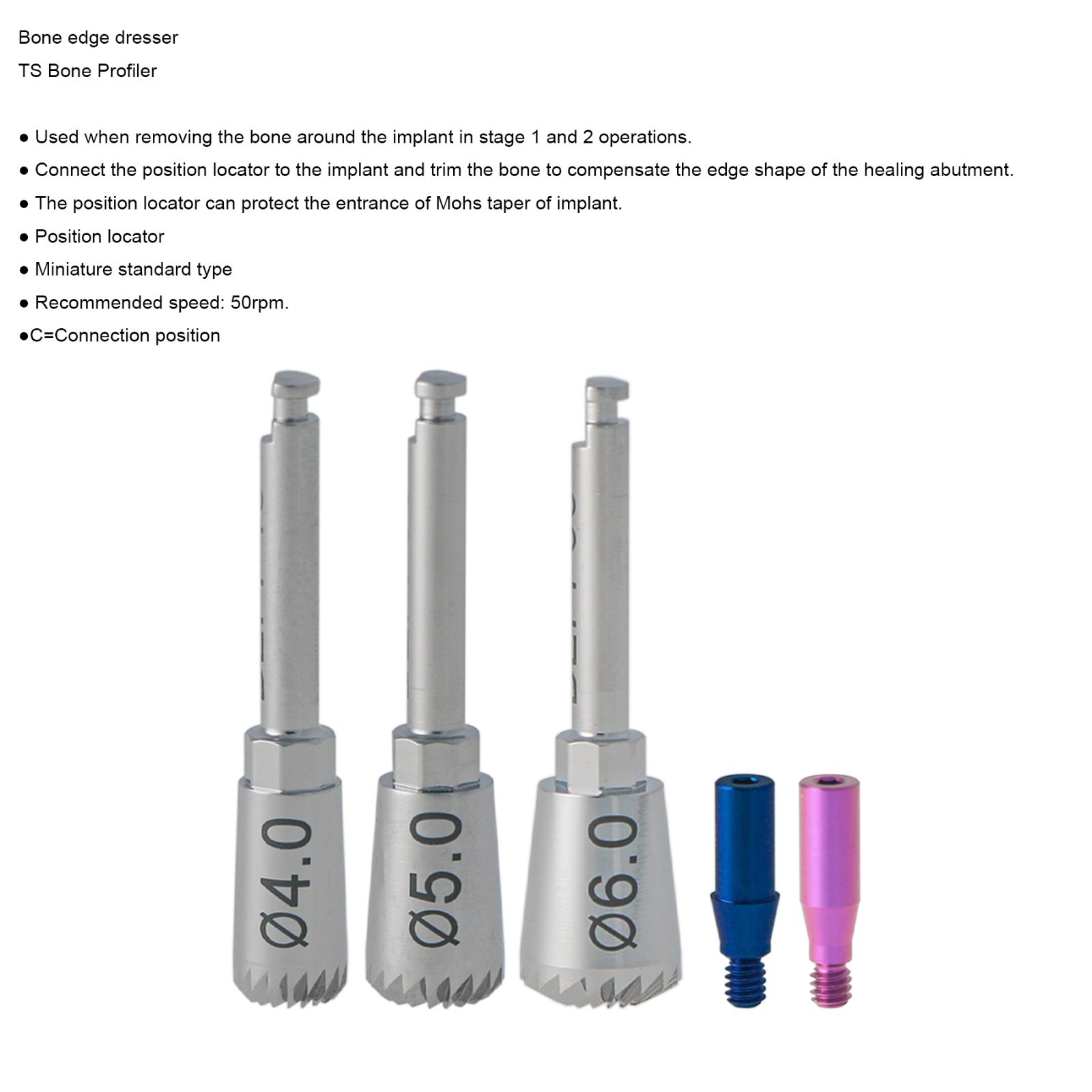 Hiossen Implant Bone-Level Surgical Tool 1.2 Wrench Driver Profiler Guide Screw