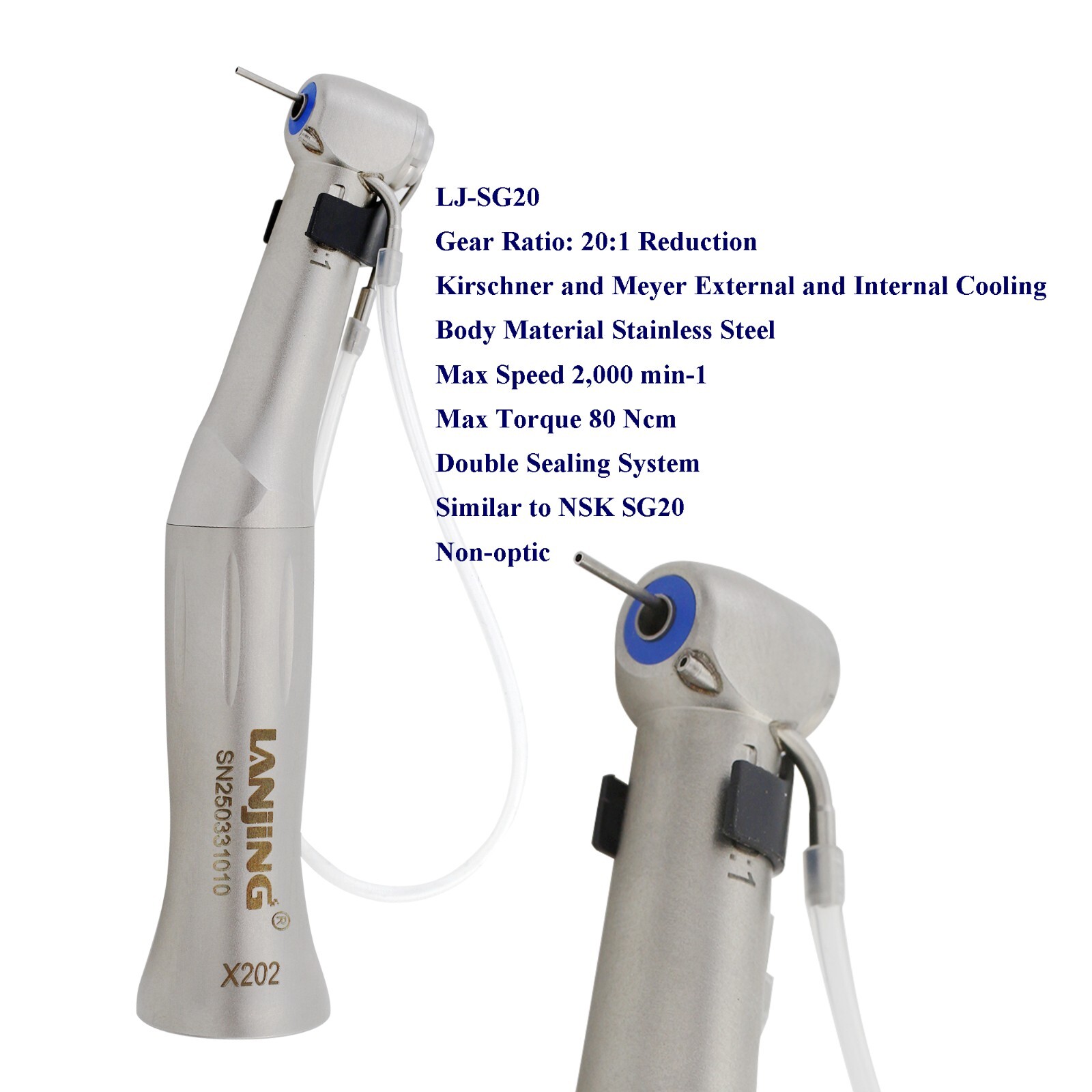 TI-MAX Implant Handpiece 20:1 Reduction Surgical Contra Angle NSK SG20 WH WI-75