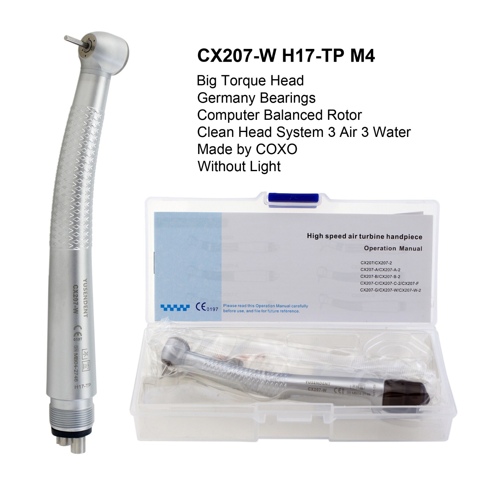 COXO Dental High Speed Handpiece Air Turbine fit Sinol Quick Coupler 4 Hole