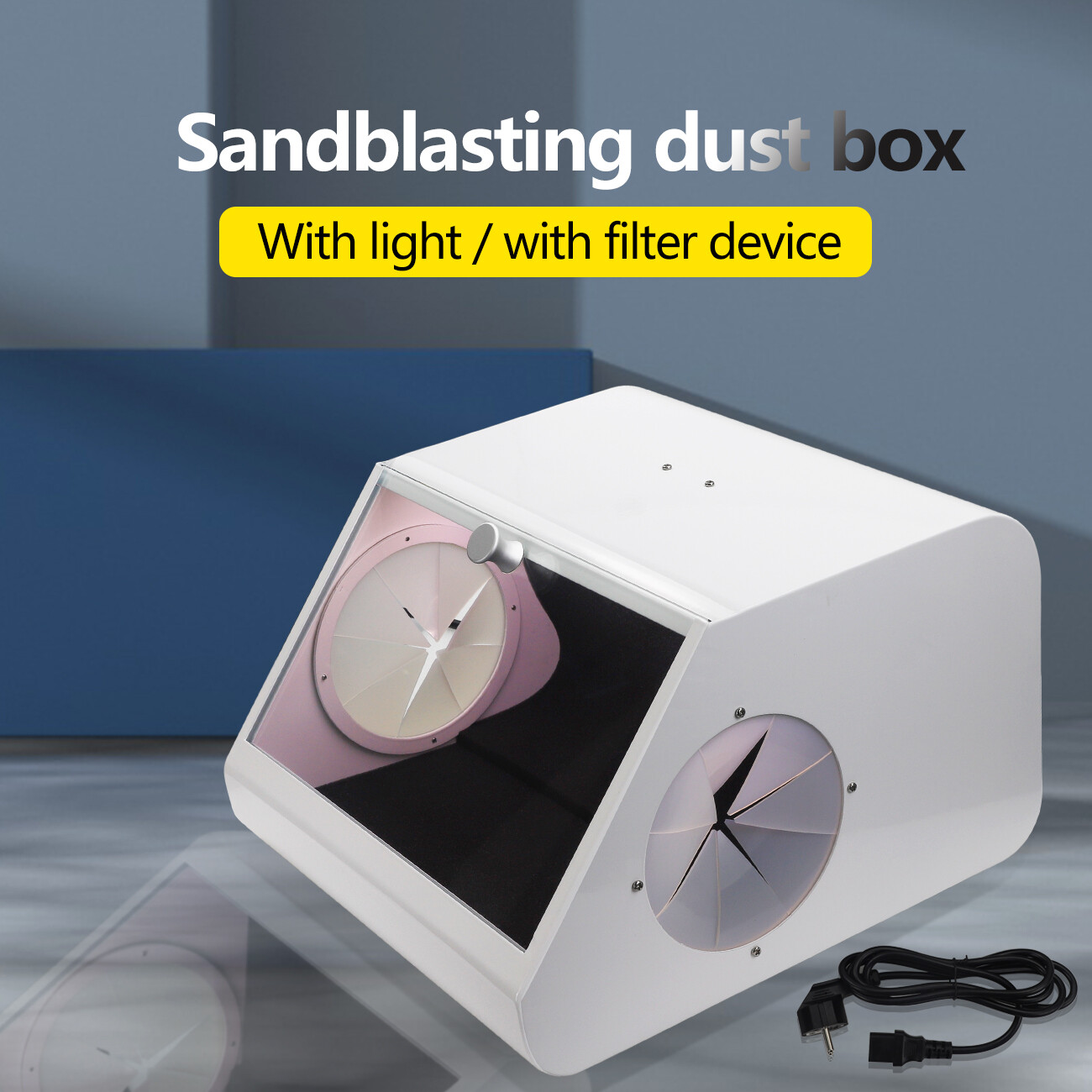 Dental Sandblasting Dust-proof Case Grinding Polishing Box Lapping Protector LED