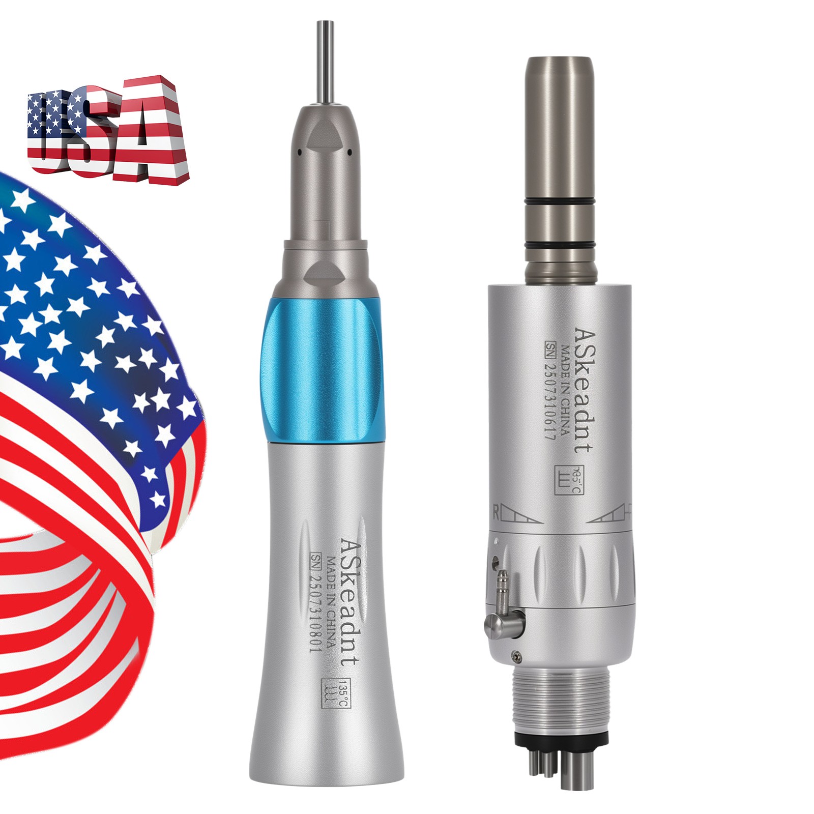 Dental slow Speed Contra Angle Straight Handpiece Air Motor 2/4 Holes Connector