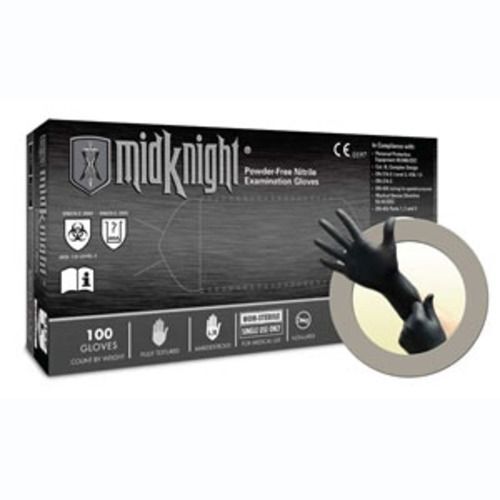 MidKnight Nitrile Exam Gloves: Small, 100/Bx, Black, Powder-Free