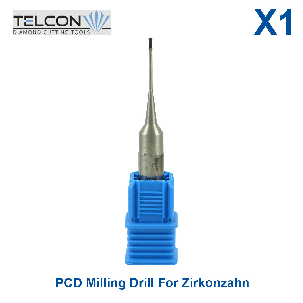 Dental Lab Telcon Ball Milling PCD Drill For Zirkonzahn CAD/CAM Ø1.0mm X 2.0mm