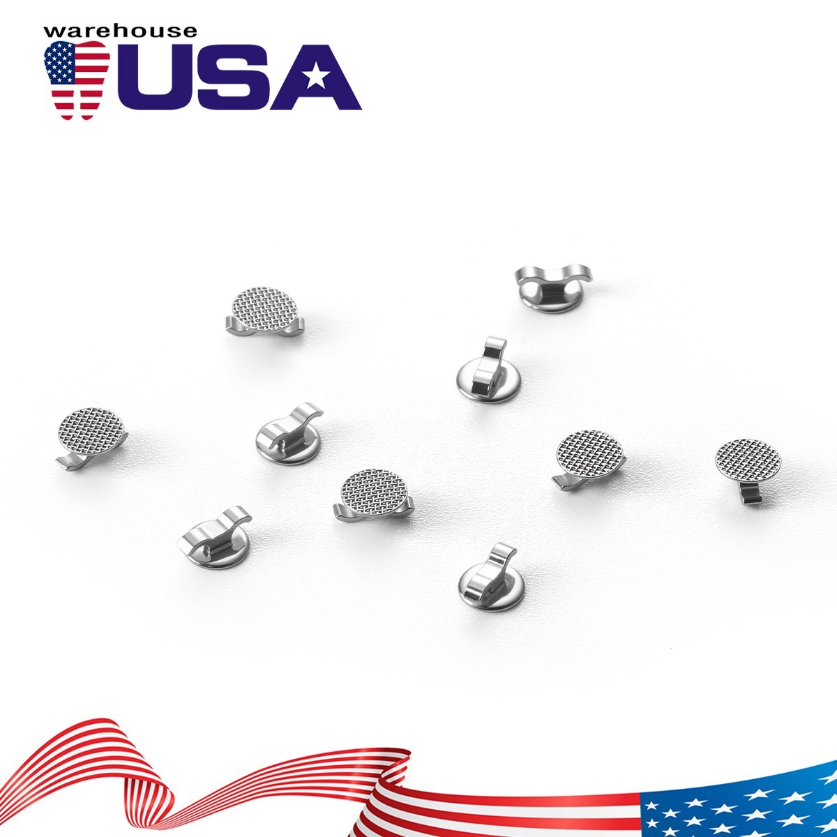 Dental Orthodontic Bondable Lingual Buttons hole Vertical Horizontal channel