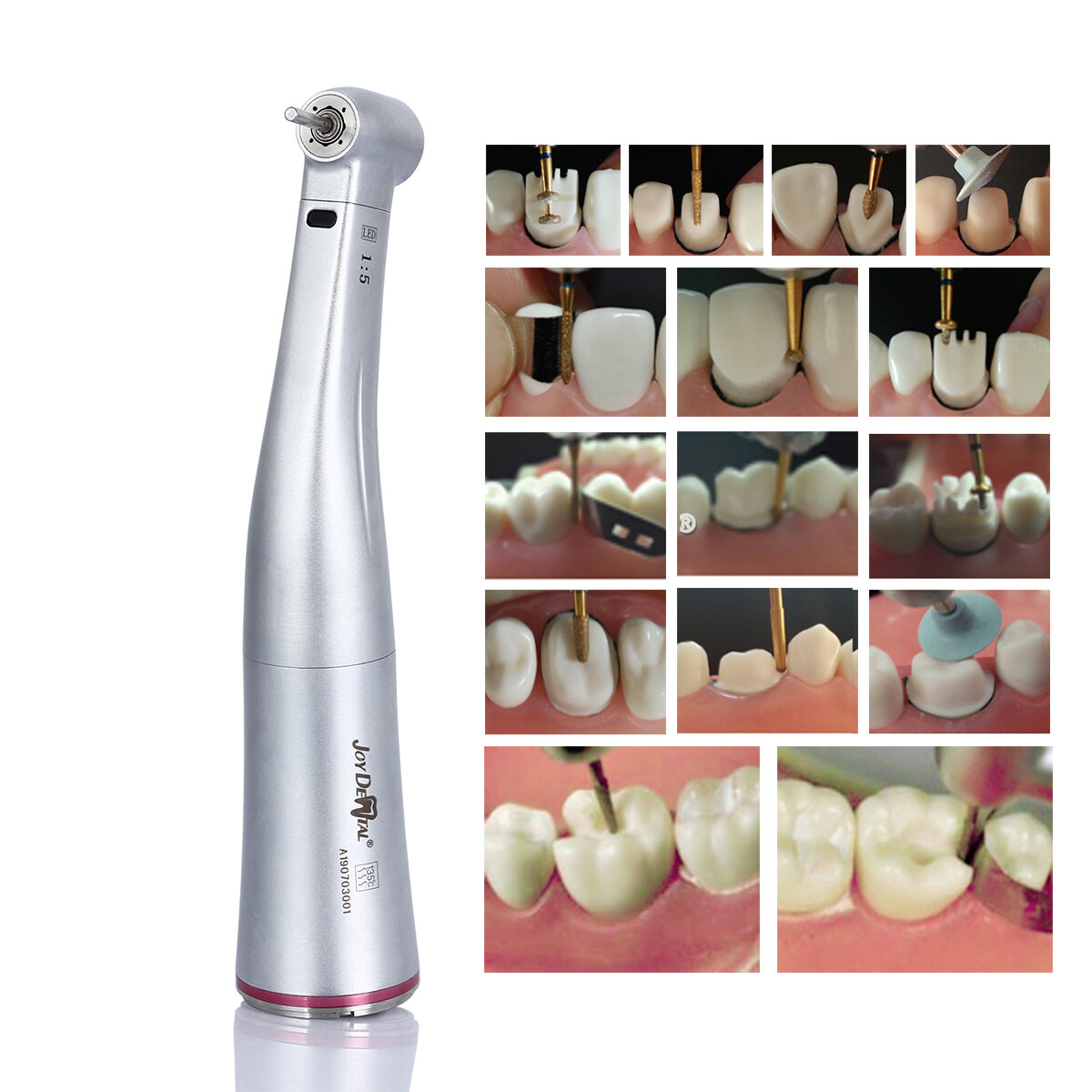 AZDENT Dental 1:1 /1:5 / 20:1 Contra Angle LED Optic Handpiece fit E-Type Motor