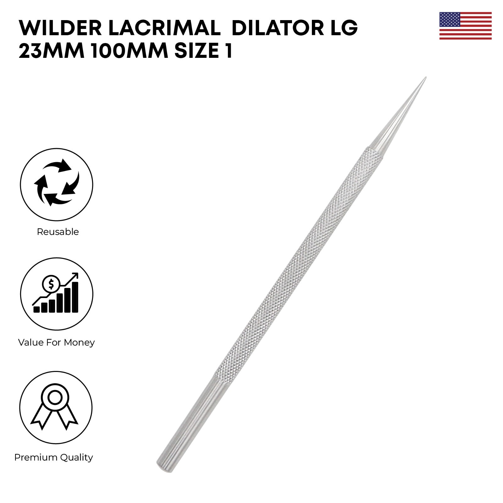 Wilder Lacrimal Dilator LG 23mm Size 1 German Steel Surgical instruments
