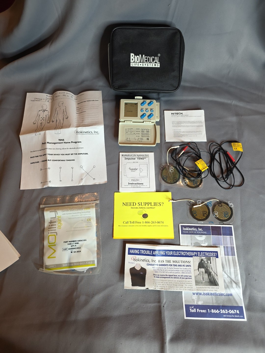 Biomedical Life Systems Impulse TENS D5 Dual Channel Pain Relief Unit Kit