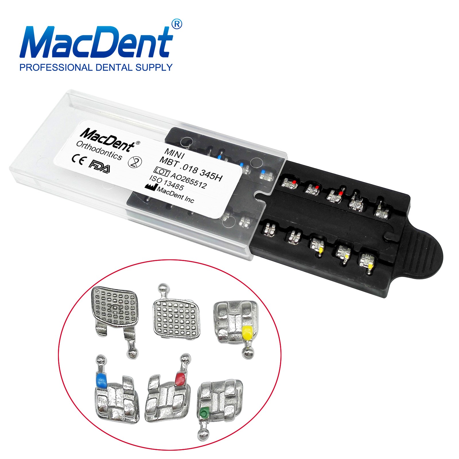 MacDent Dental Orthodontic Metal Bracket Braces / Buccal Tubes 022/018 Monoblock
