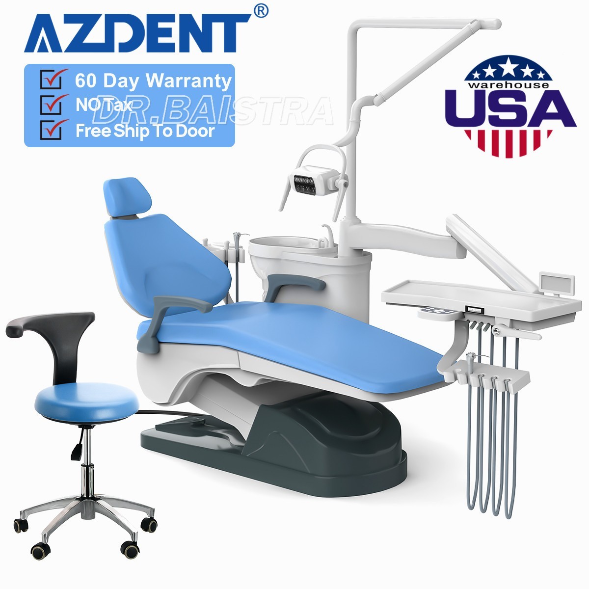 Dental Unit Chair Computer Controlled Hard Leather DC Motor&Stool TJ2688-A1 110V