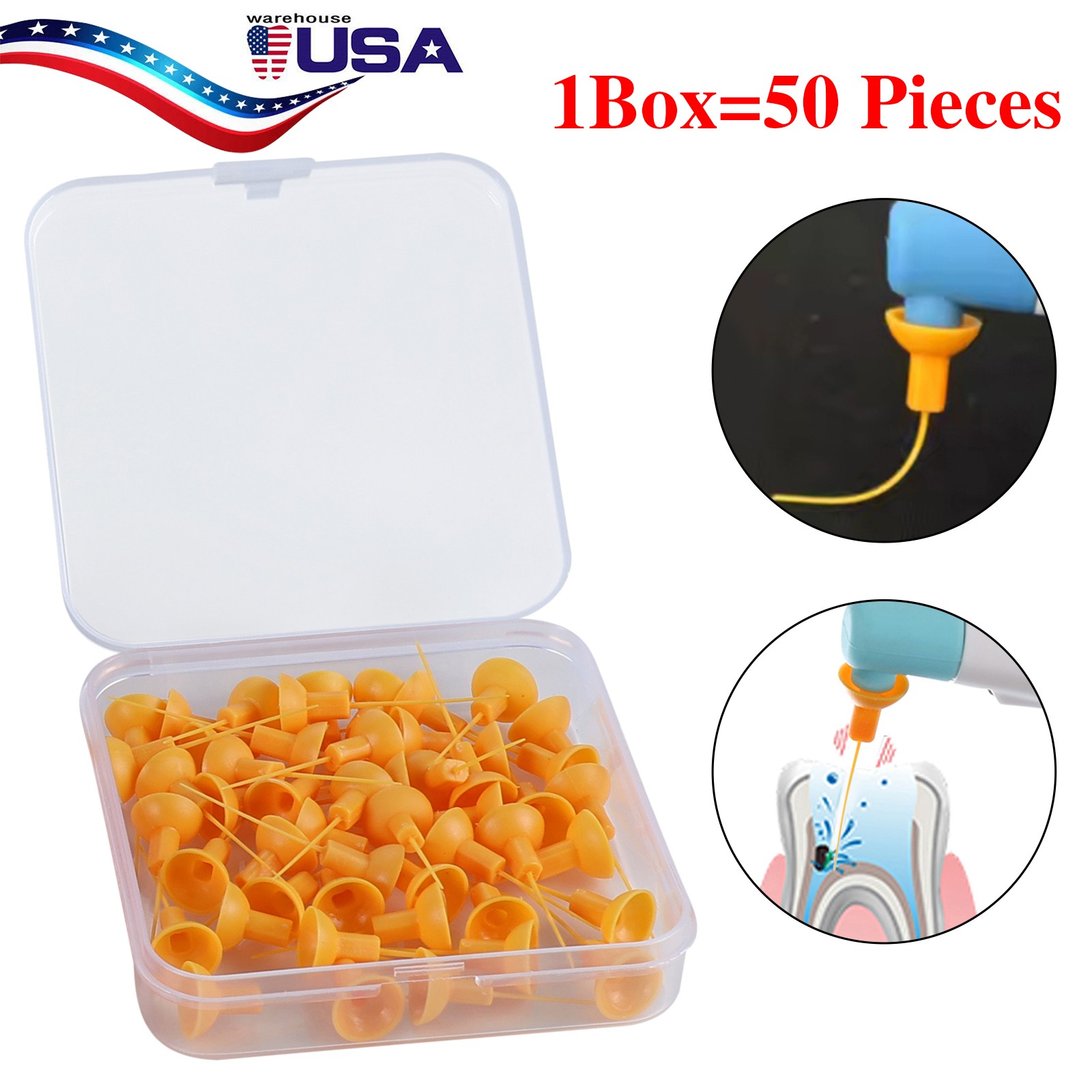 50pcs Dental Endo Ultrasonic Activator Root Canal Irrigator Tips Yellow Small ds
