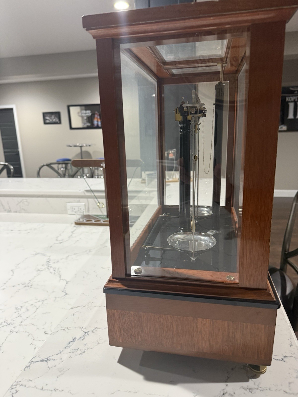 Christian Becker Chainomatic Analytical Balance w/ Wood & Glass Case, Weights