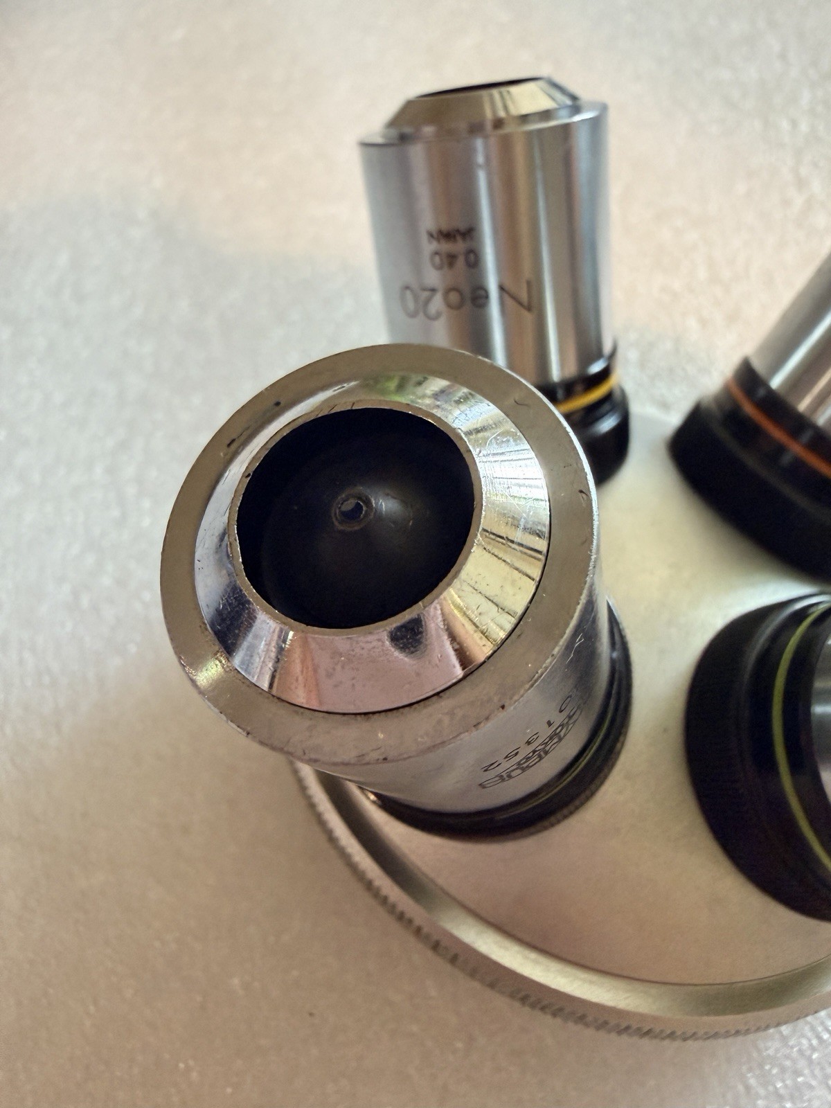 Olympus Microscope Objective Lens Lot Neo10 Neo20 Neo40 Neo50 w/ Turret