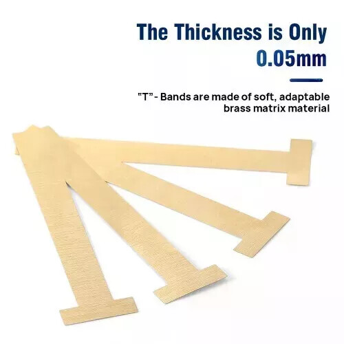 20Pcs/Bag Dental Operatory Straight/Curved Brass Molar 0.05mm T-Band Thick Tooth