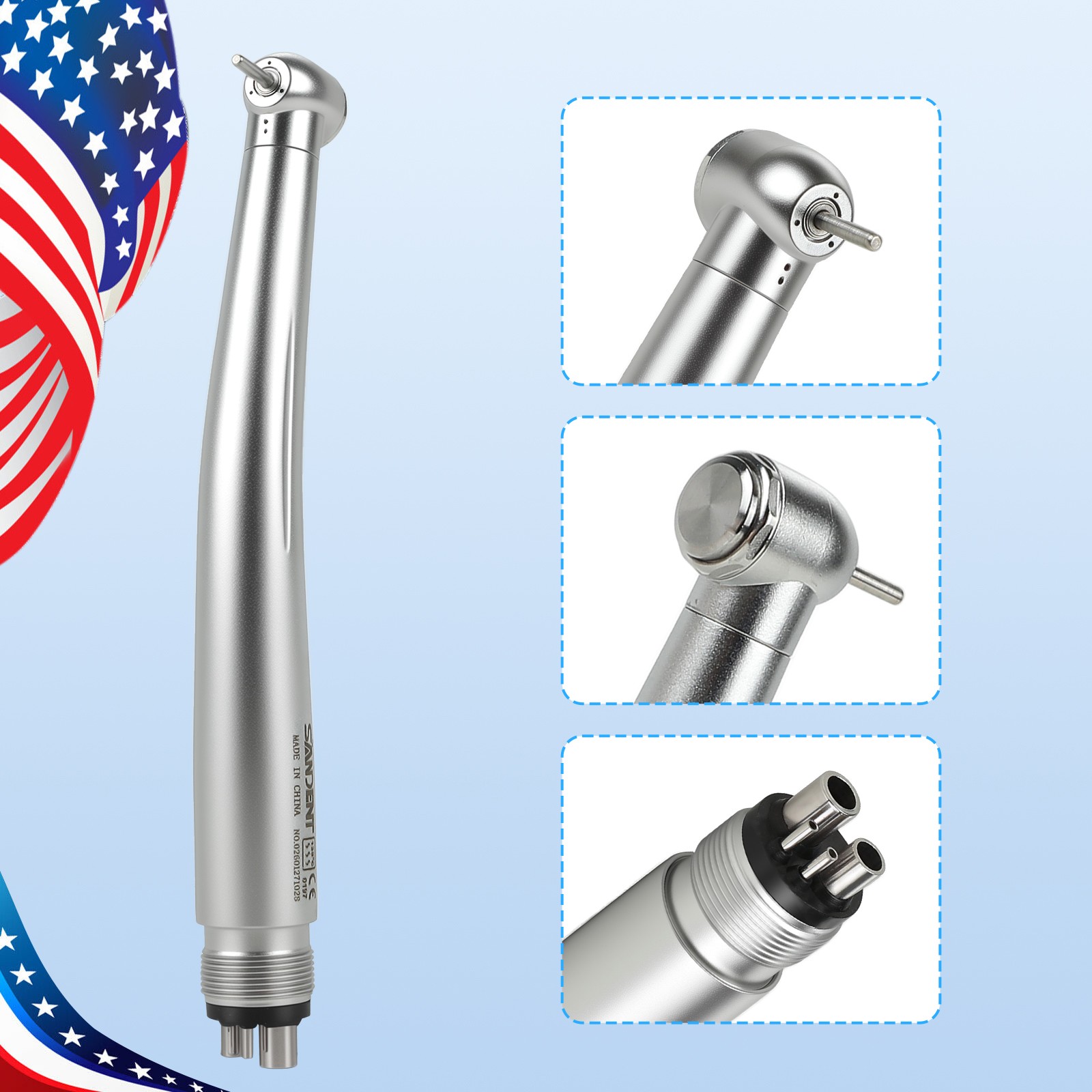 10 SANDENT NSK Style Dental High Speed Handpiece Push Button Standard 4 Hole M4