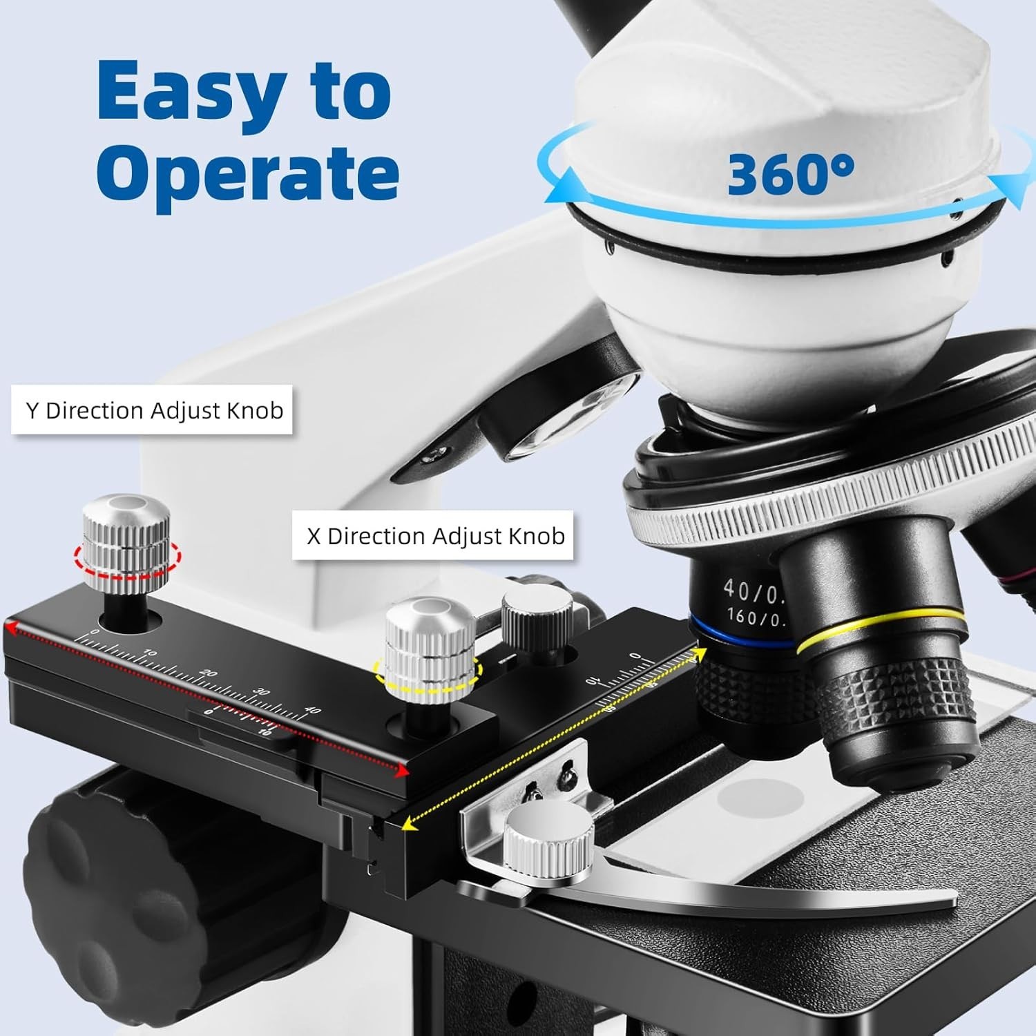 High Magnification Microscope Kit for Science Exploration with LED Illumination