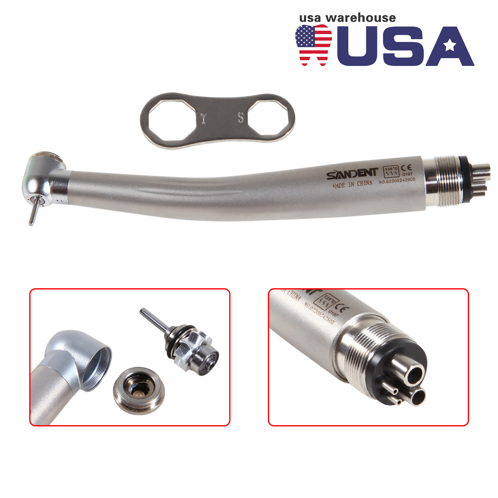 10* SANDENT Dental High Speed Handpiece push button spray 4Hole Midwest fit NSK