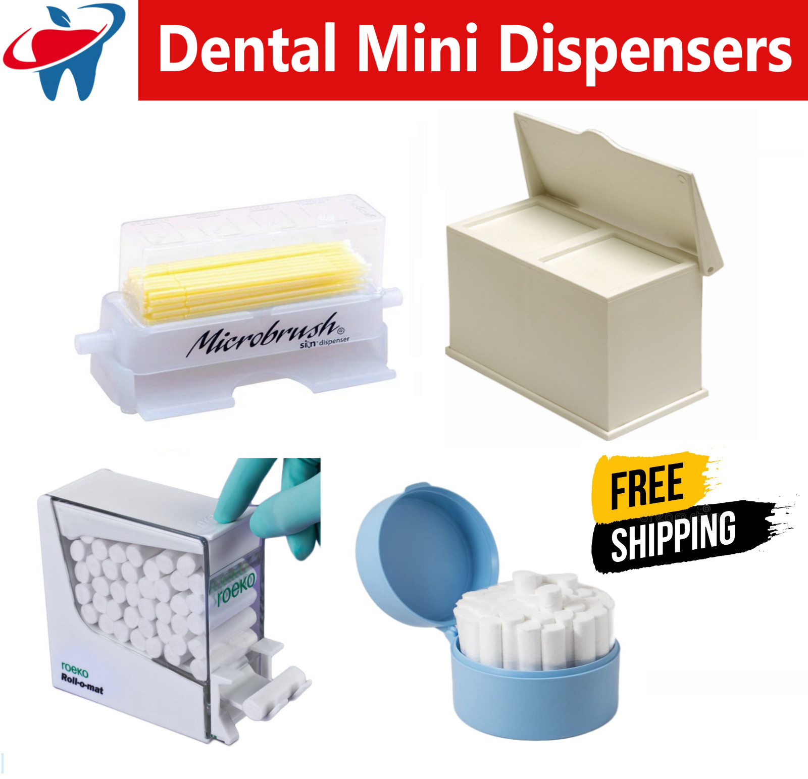 Dental Cotton Roll Dispenser Microbrush Dispenser 2″x 2″ SPONGE DISPENSER, etc.