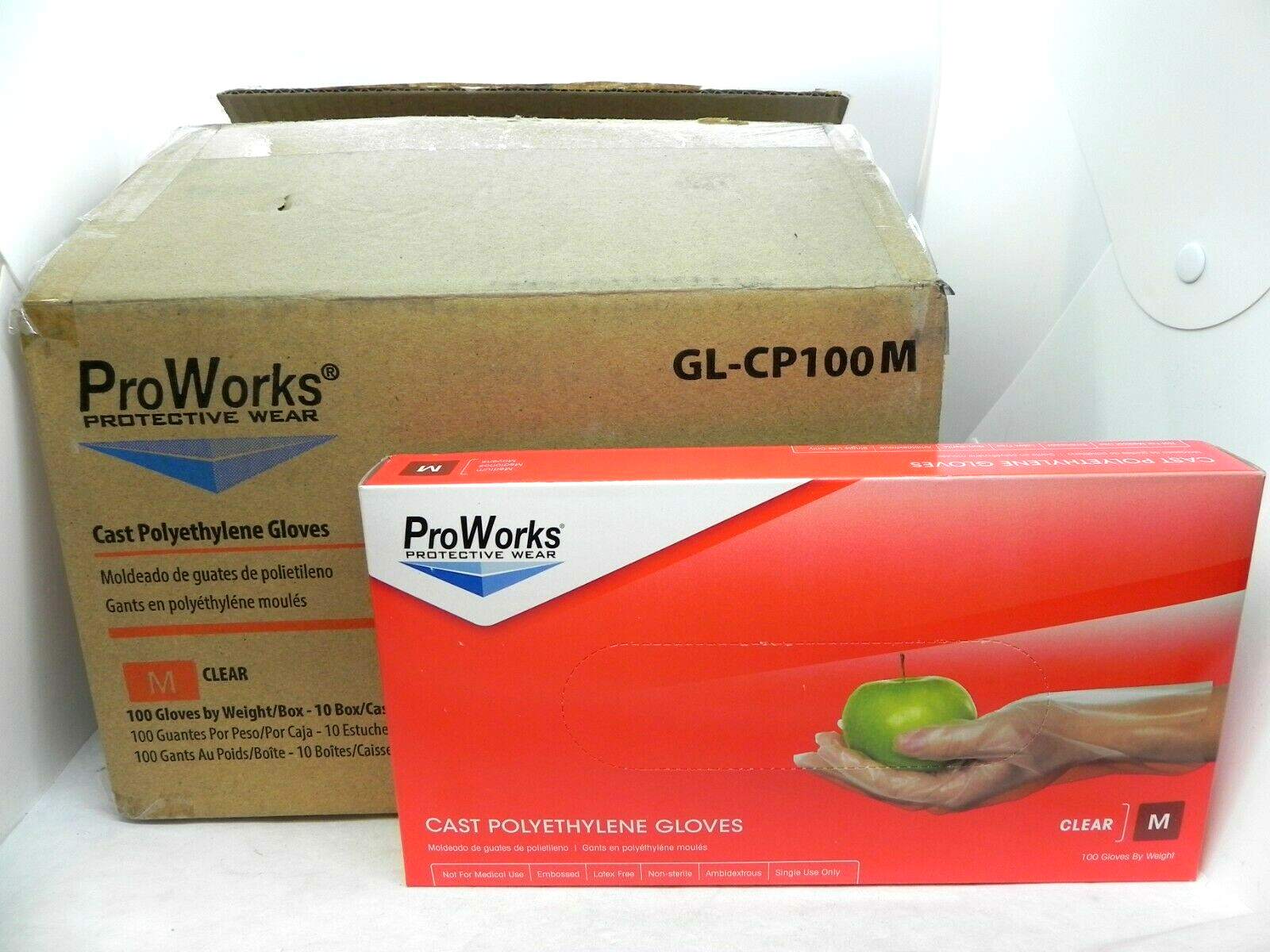 (1000) Size: M ProWorks GL-CP100M Clear Cast Polyethylene Gloves LatexFree HR