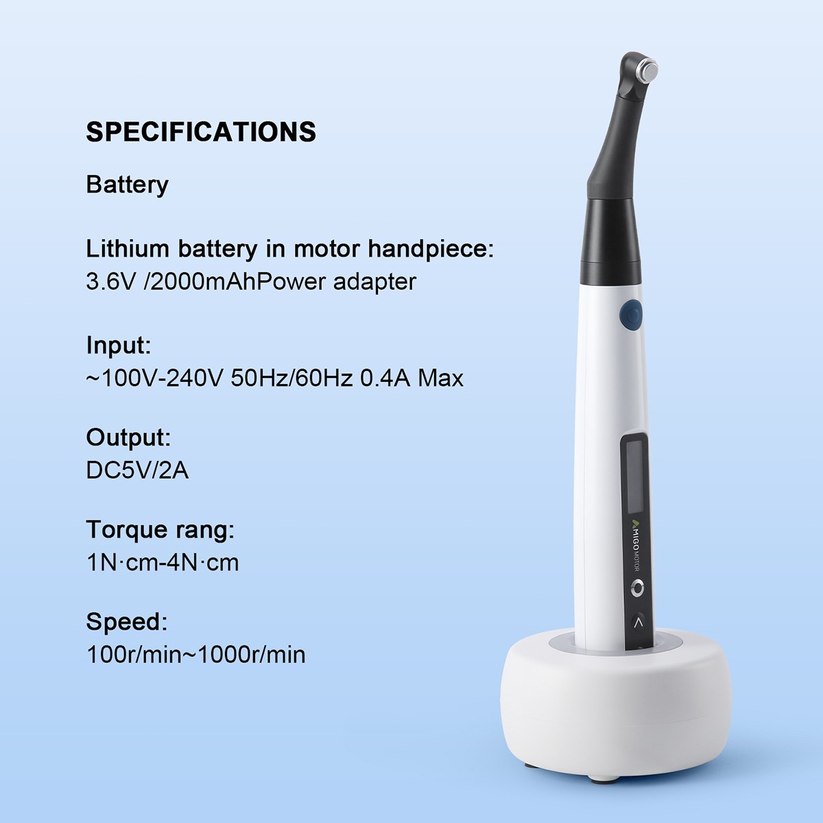 AZDENT Dental Brushless Endo Motor Cordless Reciprocating 6.3:1 Contra Angle