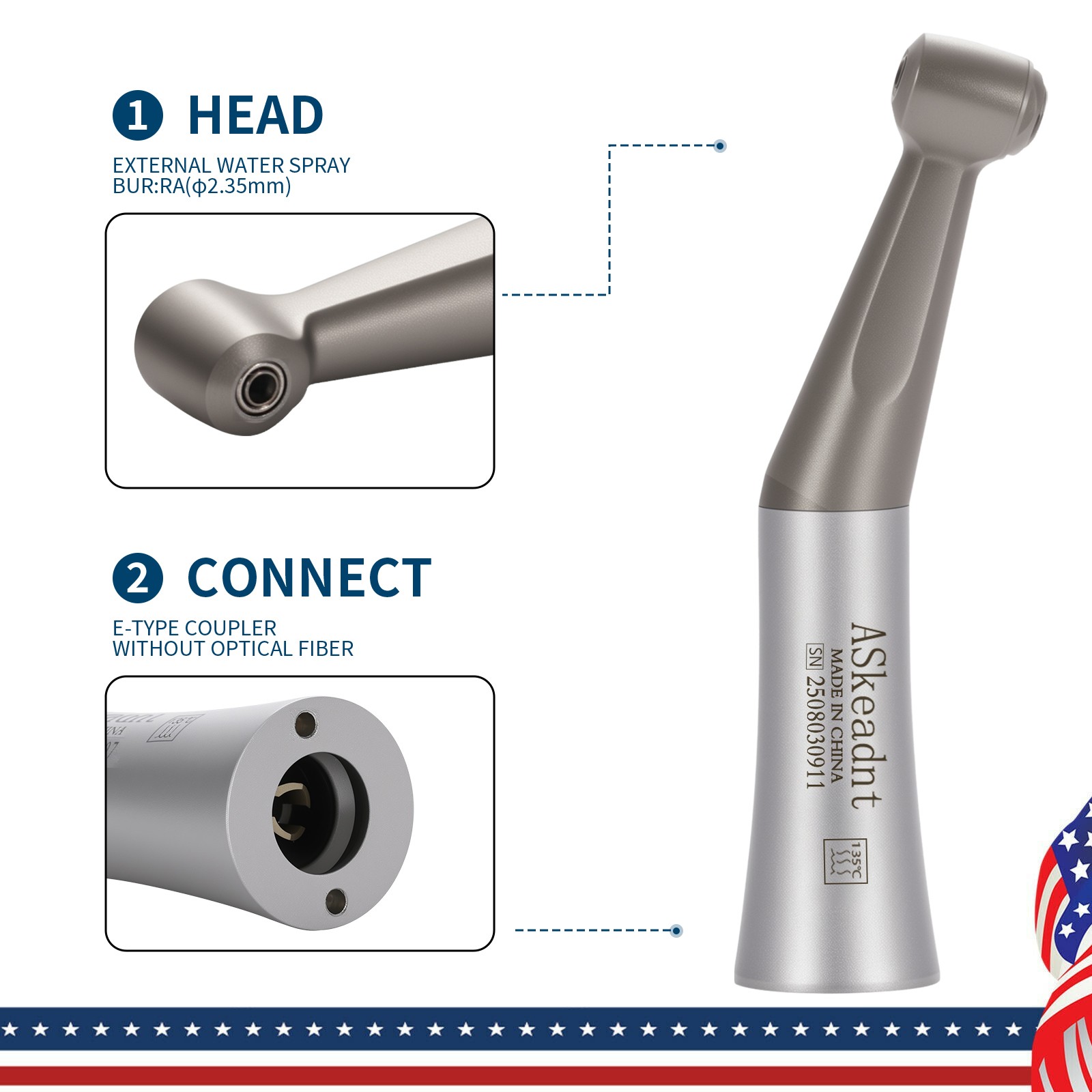 NSK Styl Dental Low Slow Speed Contra Angle Handpiece Push Button /Latch Type