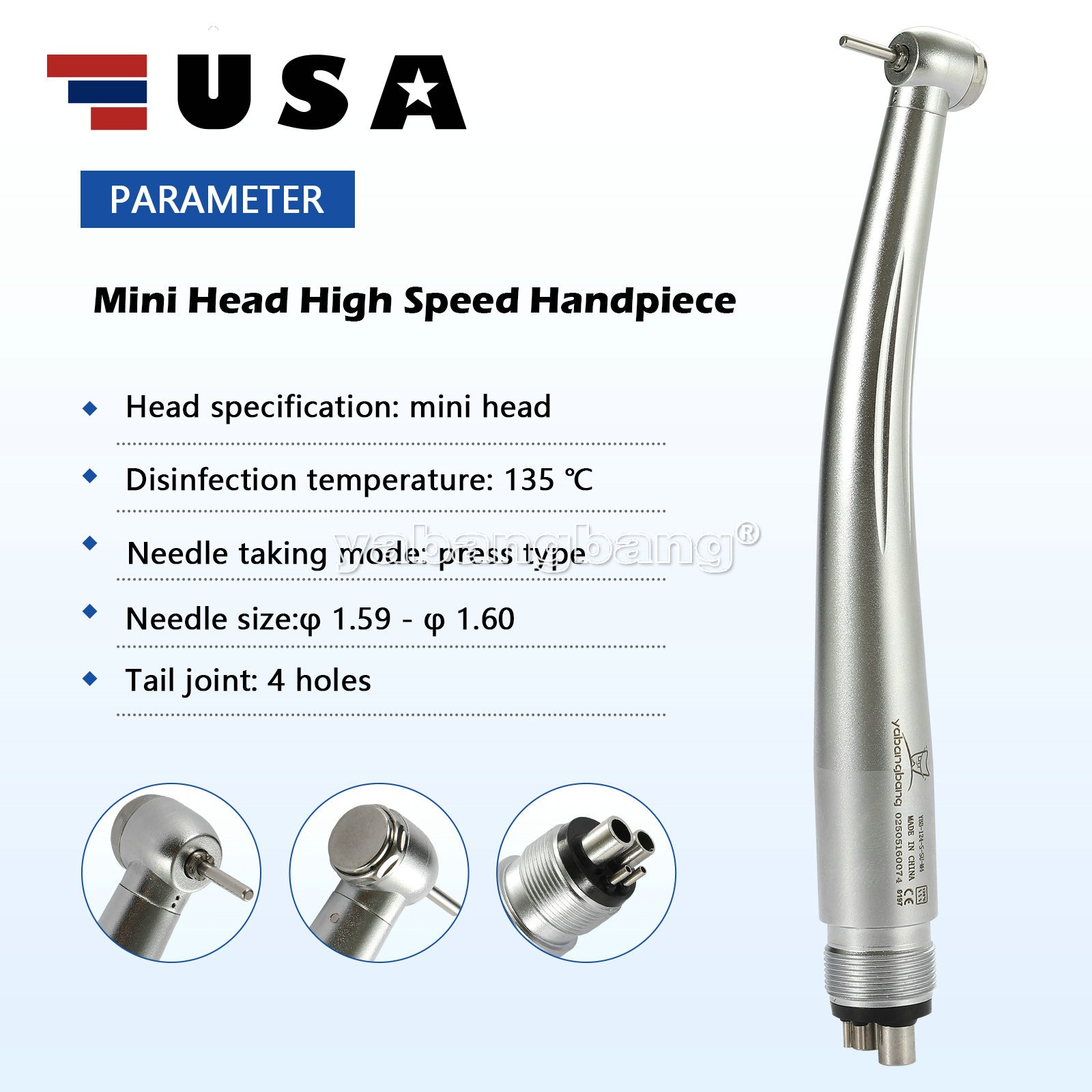Mini Small Head Dental High Speed Handpiece Push Pediatric Kid NSK STYLE 4HOLE