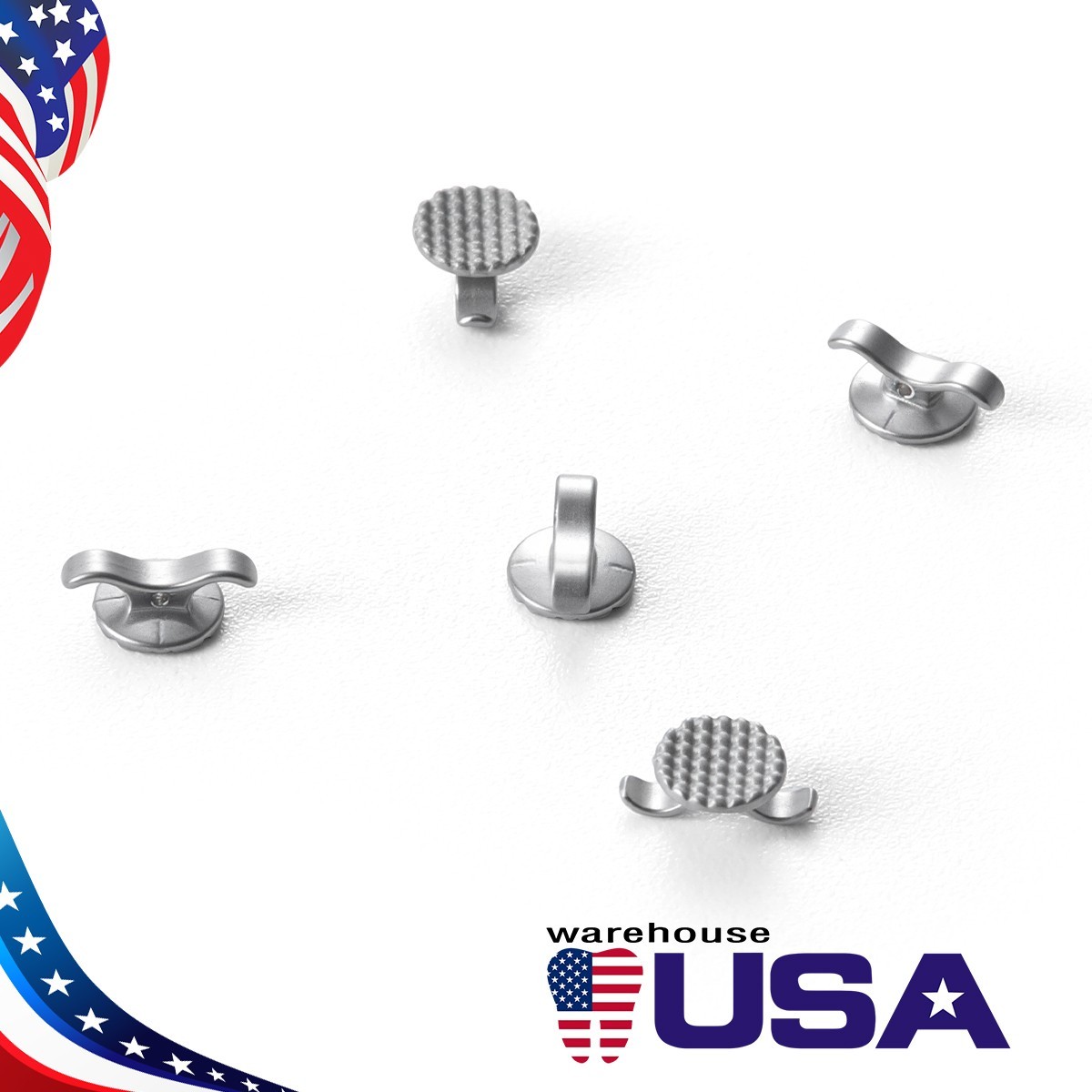 Dental Orthodontic Bondable Lingual Buttons hole Vertical Horizontal channel