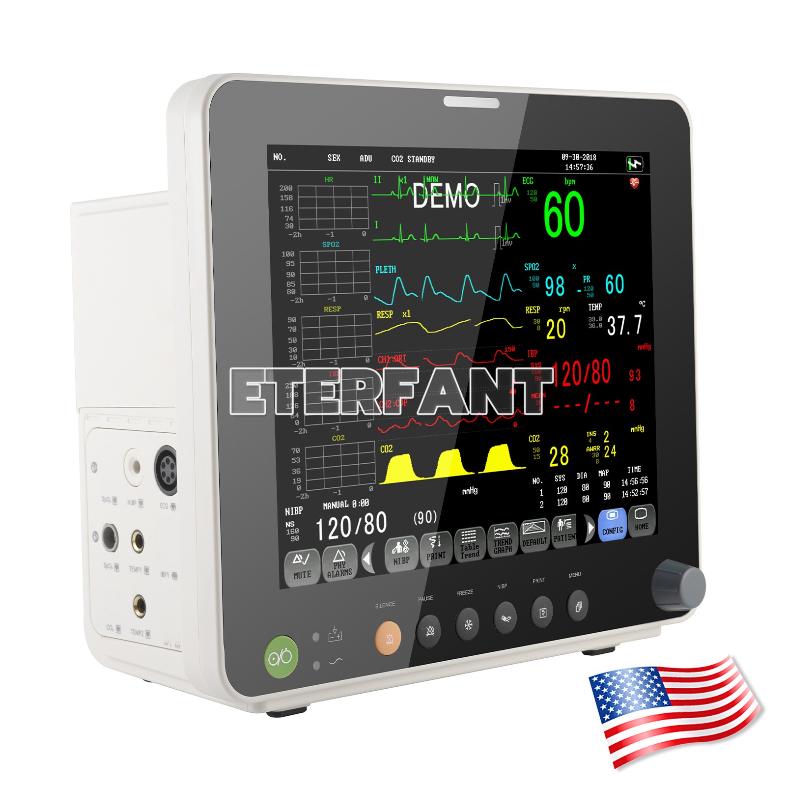 12/8″ Patient Monitor F Hospital CCU ICU Vital Sign TEMP SPO2 PR NIBP/RESP ECG