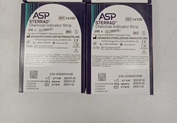 2 x 250 – ASP STERRAD 14100 Chemical Indicator Sterile Strips Exp 2026