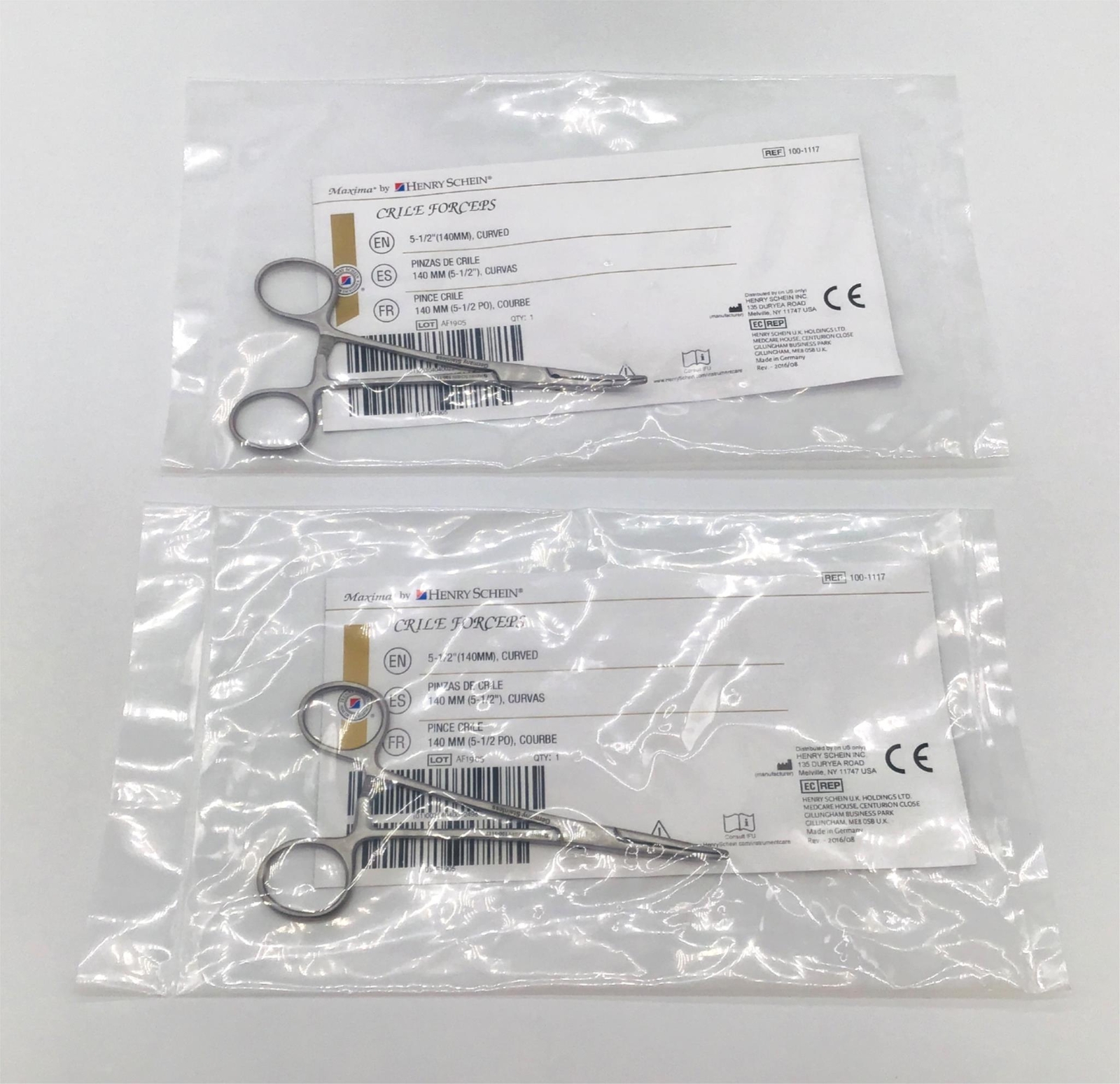 Henry Schein 100-1117 Curved Crile Forceps – LOT of 2 – NEW