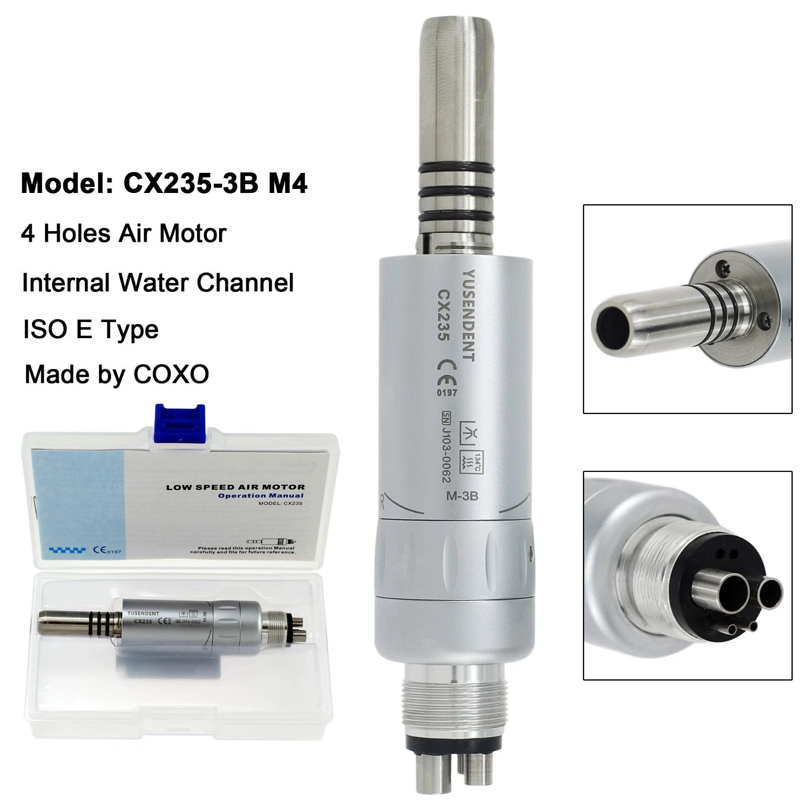 COXO Dental Inner Water Contra Angle 1:1 Slow Speed Handpiece Air Motor 4H NSK