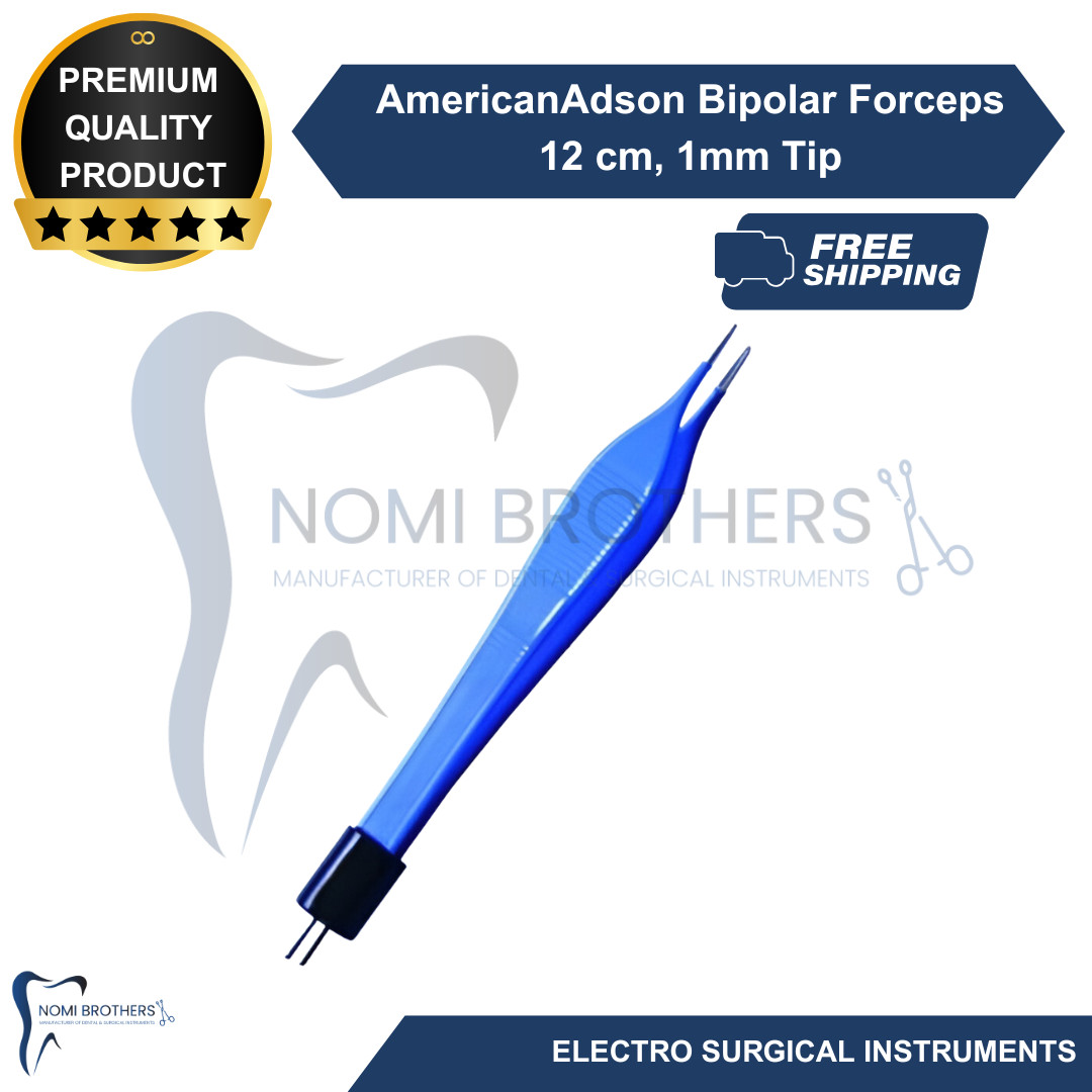 New Bipolar Micro Adson Straight Forceps 12cm 0.5mm Tip Reusable EL-021 CE
