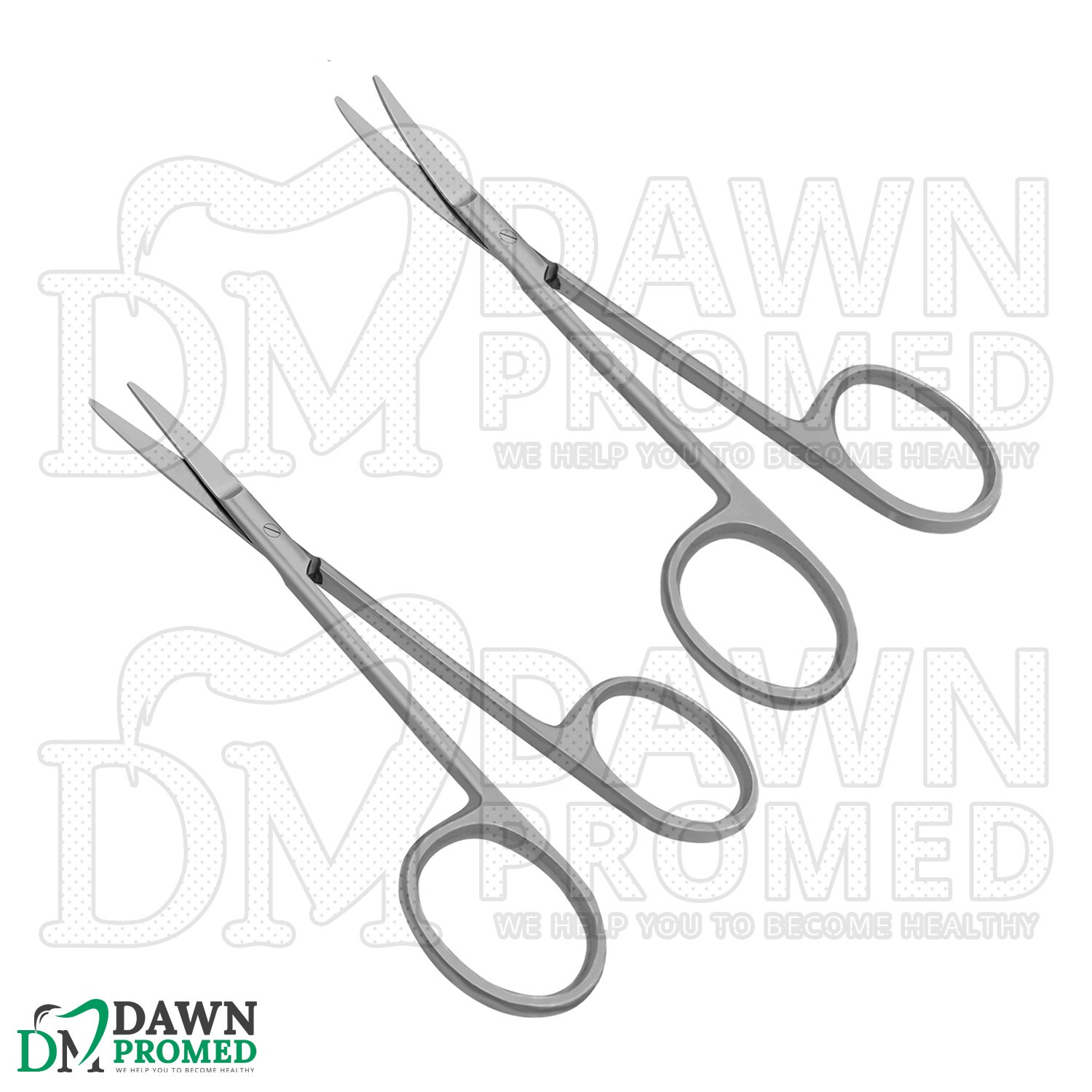 2 Pcs Iris Scissors 3.5” Straight & Curved Round Pattern Dental Surgical Set