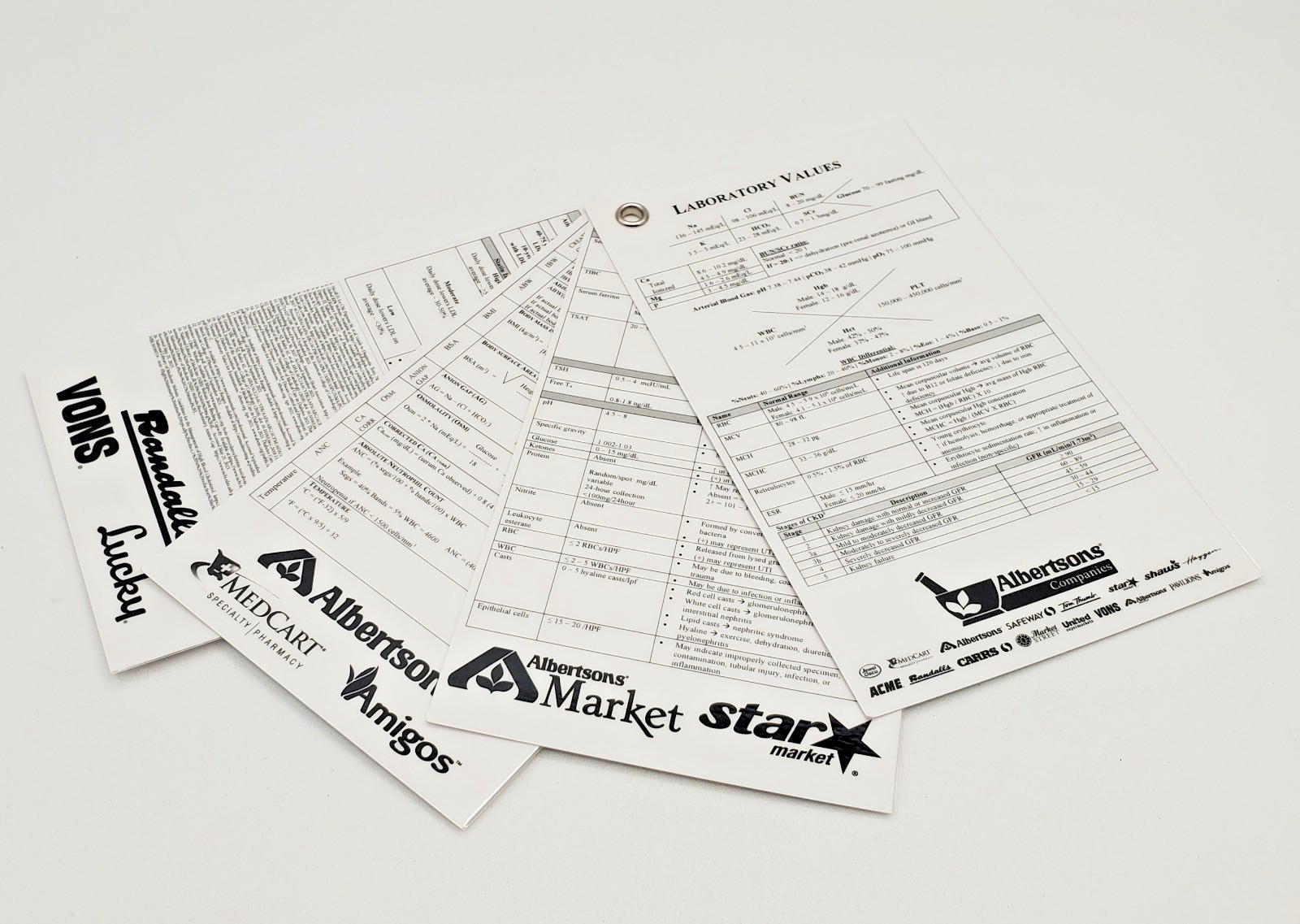 Pocket Lab Values Drug Guide Reference Cards 7x4in Laminated Badge Albertsons