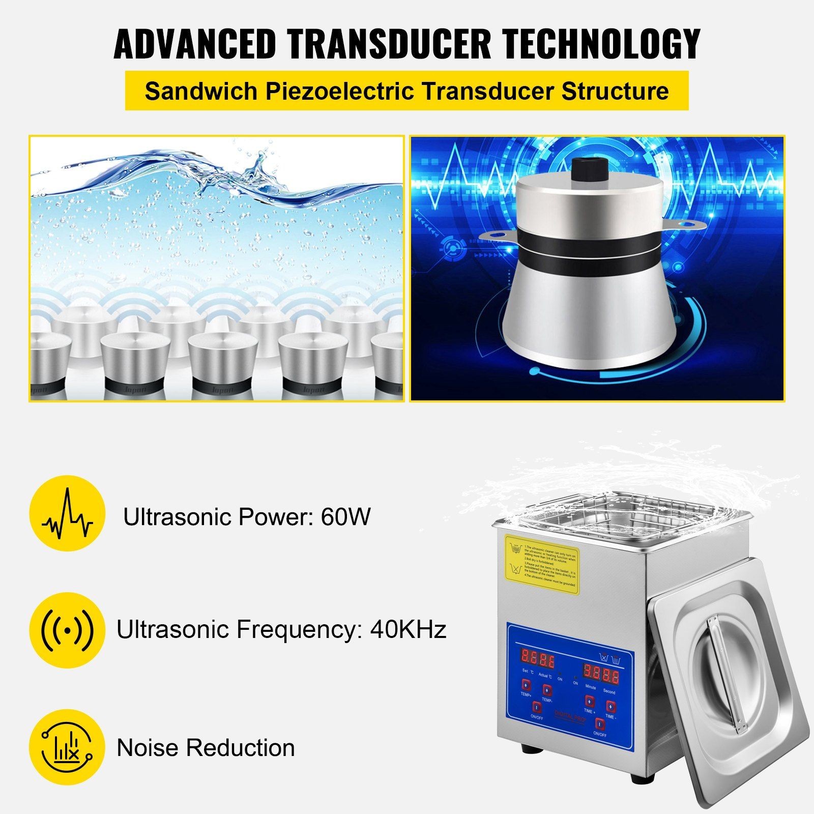 Digital Setting 2L 40kHz Ultrasonic Cleaner Corrosion Resistant 110V