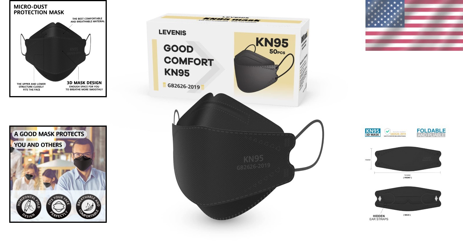 Ergonomic Design KN95 Masks, 50 Pack – Comfortable and Protective for Daily Use