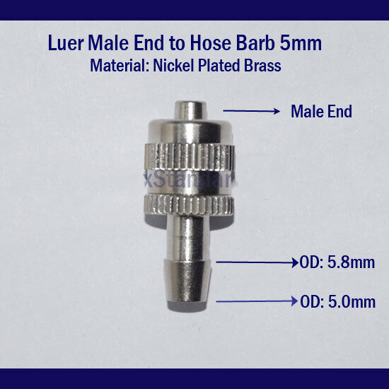 Luer Lock Fitting Male Female Hose Barb Adapter Connector to 3/16″ 5mm 7/32″