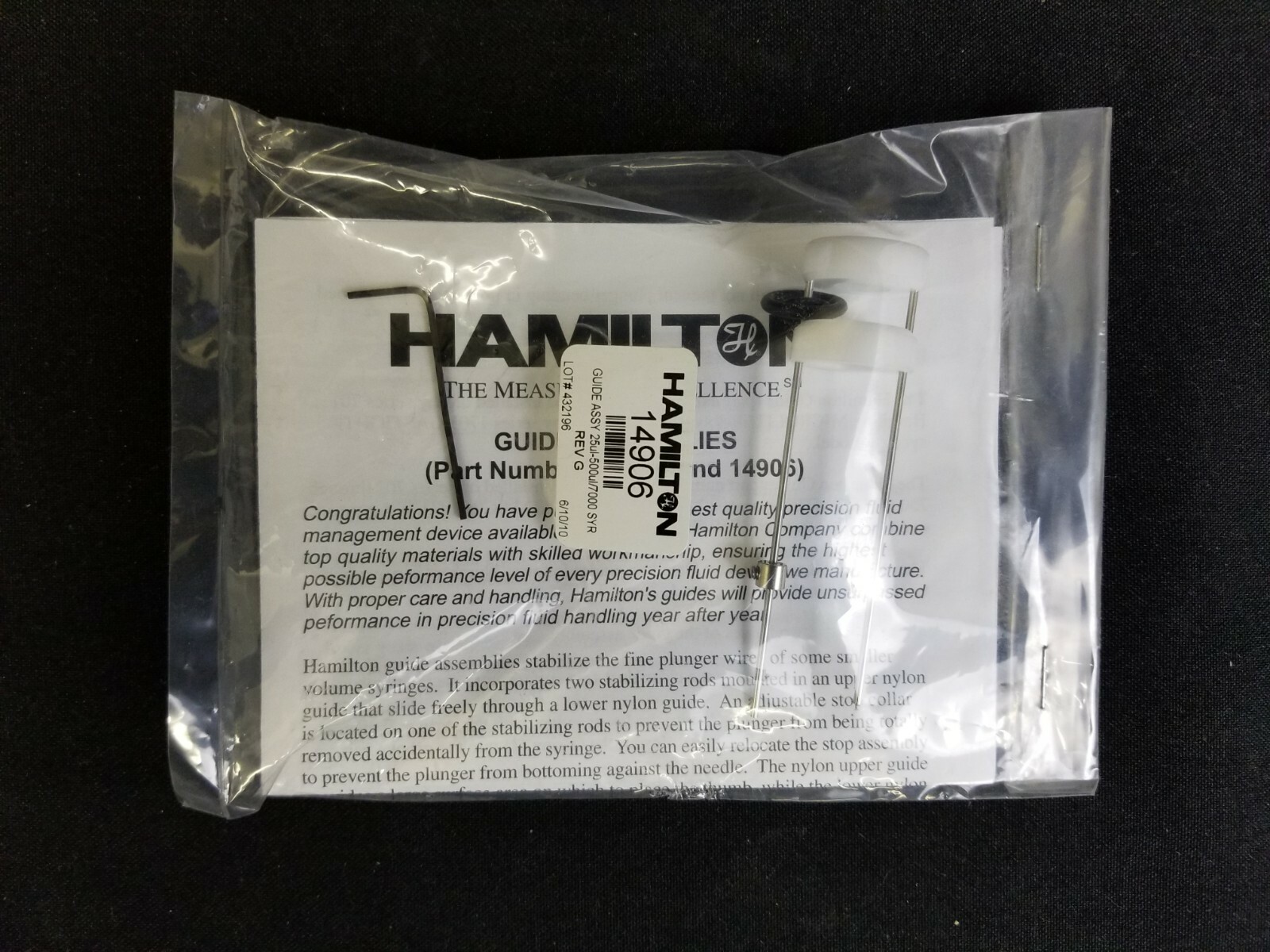 NEW~ Hamilton 14906 Syringe Guide Assembly 25ul-500ul/7000 SYR